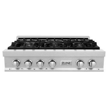 ZLINE 36" Legacy Gas Rangetop with 6 Burners and Porcelain Cooktop in Satin Stainless Steel, RTS-36