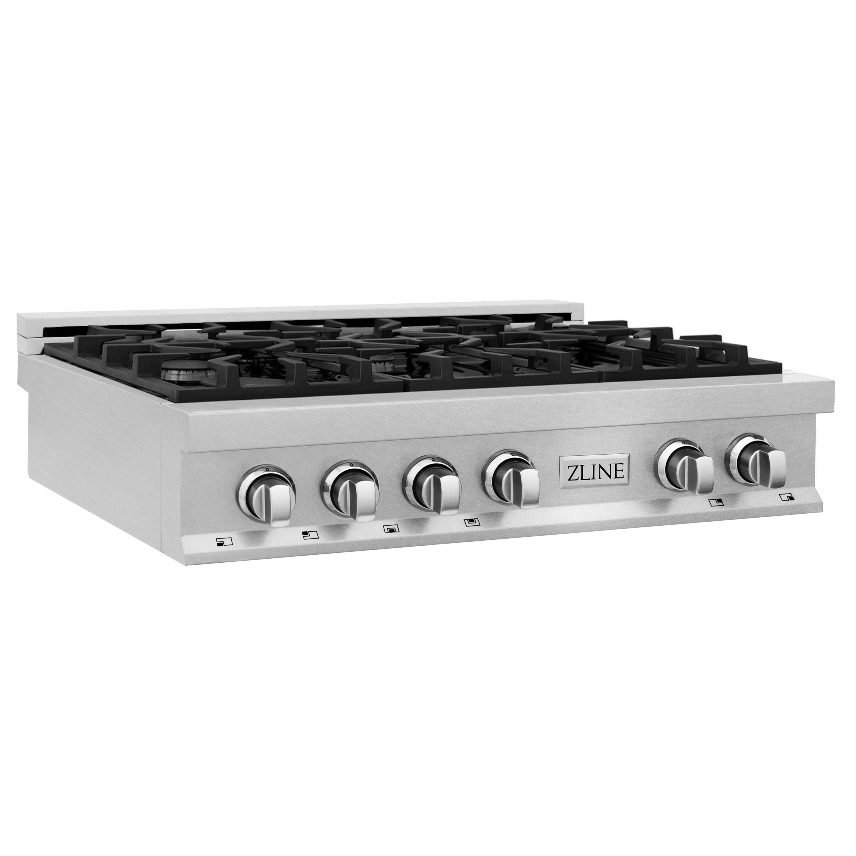 ZLINE 36" Legacy Gas Rangetop with 6 Burners and Porcelain Cooktop in Satin Stainless Steel, RTS-36