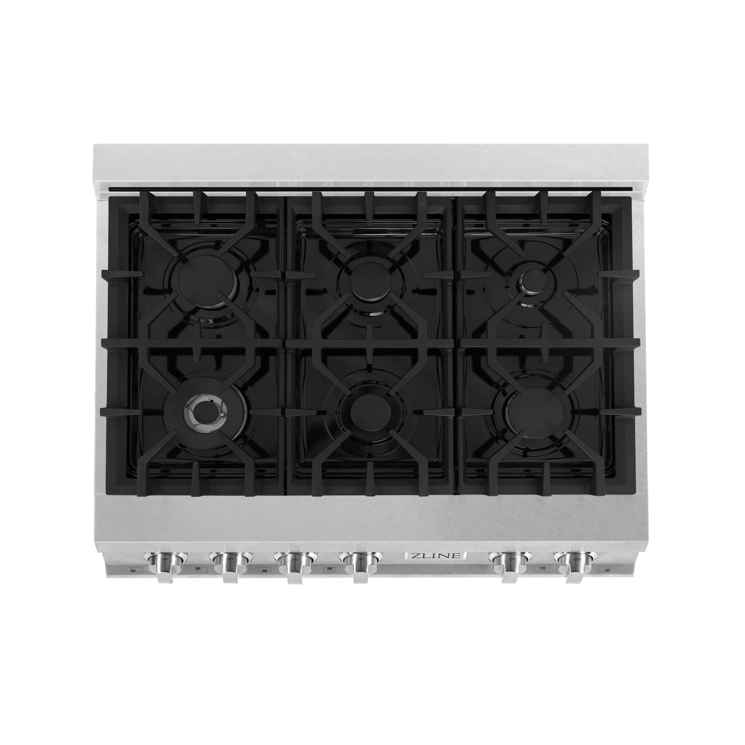 ZLINE 36" Legacy Gas Rangetop with 6 Burners and Porcelain Cooktop in Satin Stainless Steel, RTS-36