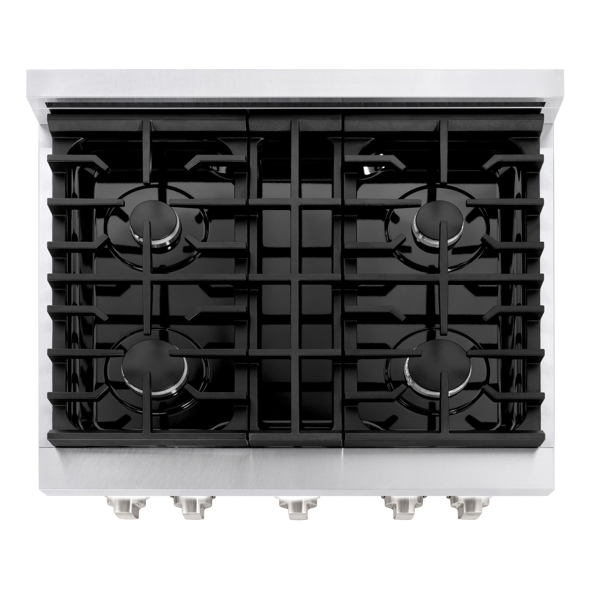 ZLINE 30" Paramount Dual Fuel Range, 4.2 cu. ft., 4 Gas Burners, Electric Convection Oven, Satin Stainless Steel with Black Matte Door (SDRS-BLM-30)