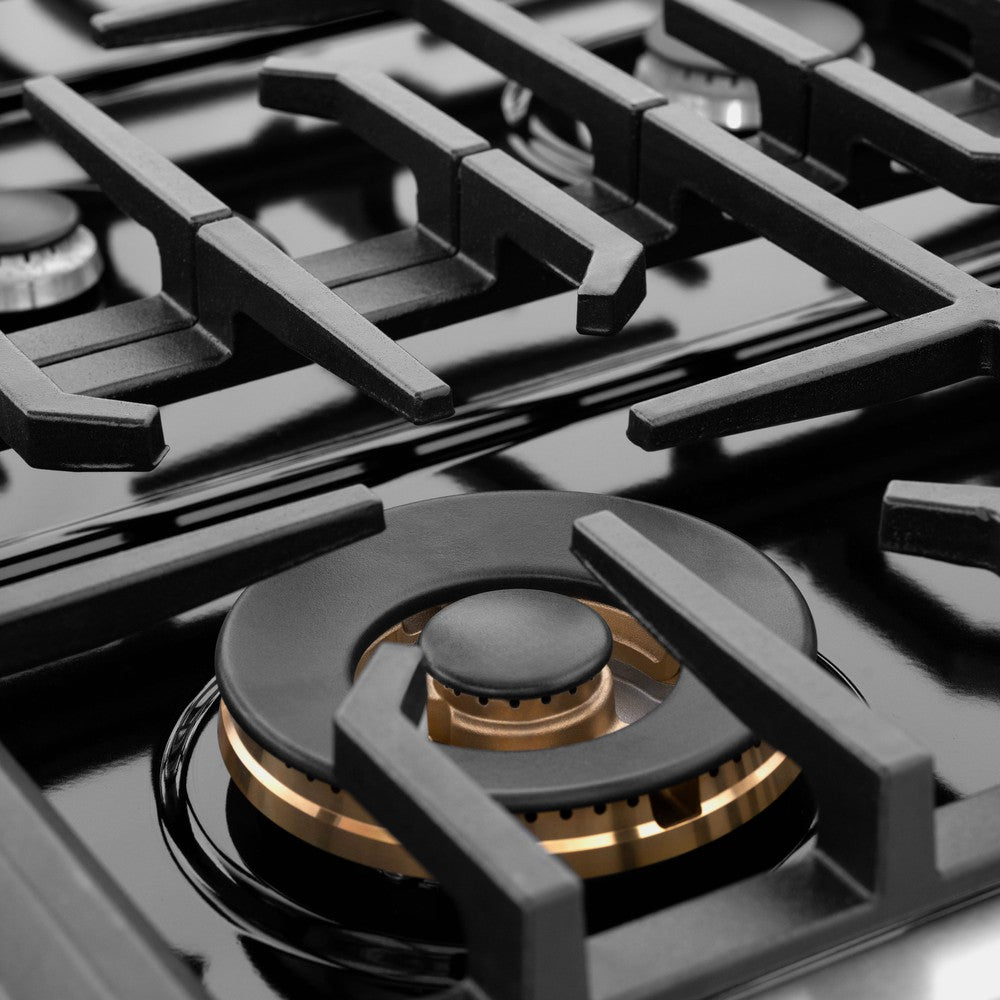 ZLINE 36 in. Paramount Dual Fuel Range, 6 Burner Gas Cooktop, Electric Convection Oven, 5.2 cu. ft., Satin Stainless Steel with Black Matte Door (SDRS-BLM-36)