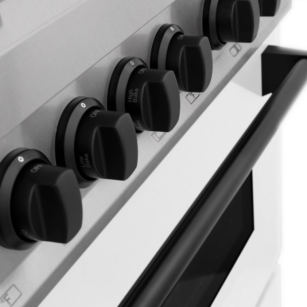 ZLINE Autograph Edition 60 in. Dual Fuel Range 7.4 cu. ft. with White Matte Doors and Black Matte Accents (RAZ-WM-60-MB)