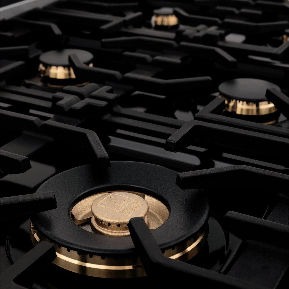ZLINE Autograph 60 in. 7.4 cu. ft. Dual Fuel Range with Gas Cooktop and Electric Convection Ovens in Stainless Steel with Champagne Bronze Accents (RAZ-60-CB)