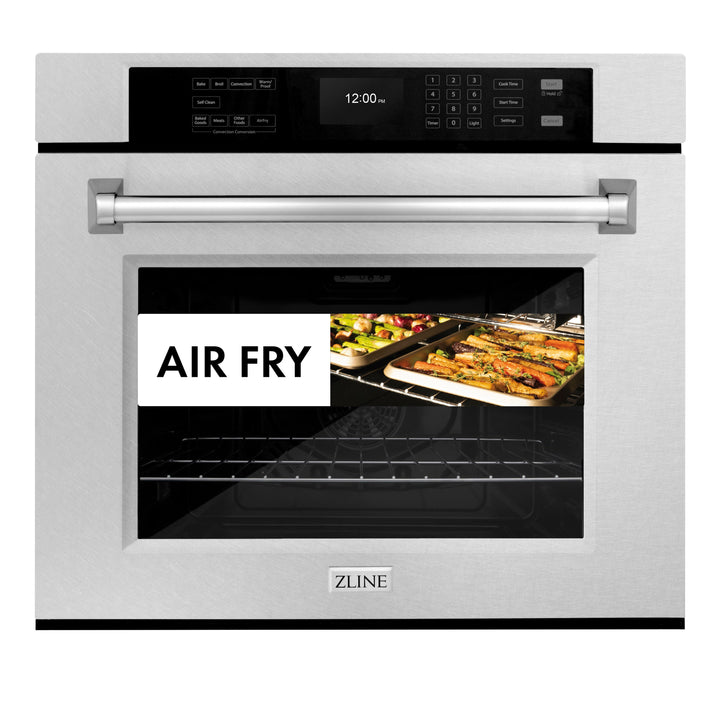 ZLINE 30" Professional True Convection Single Wall Oven with Air Fry and Self Clean in Satin Stainless Steel, WASS-30