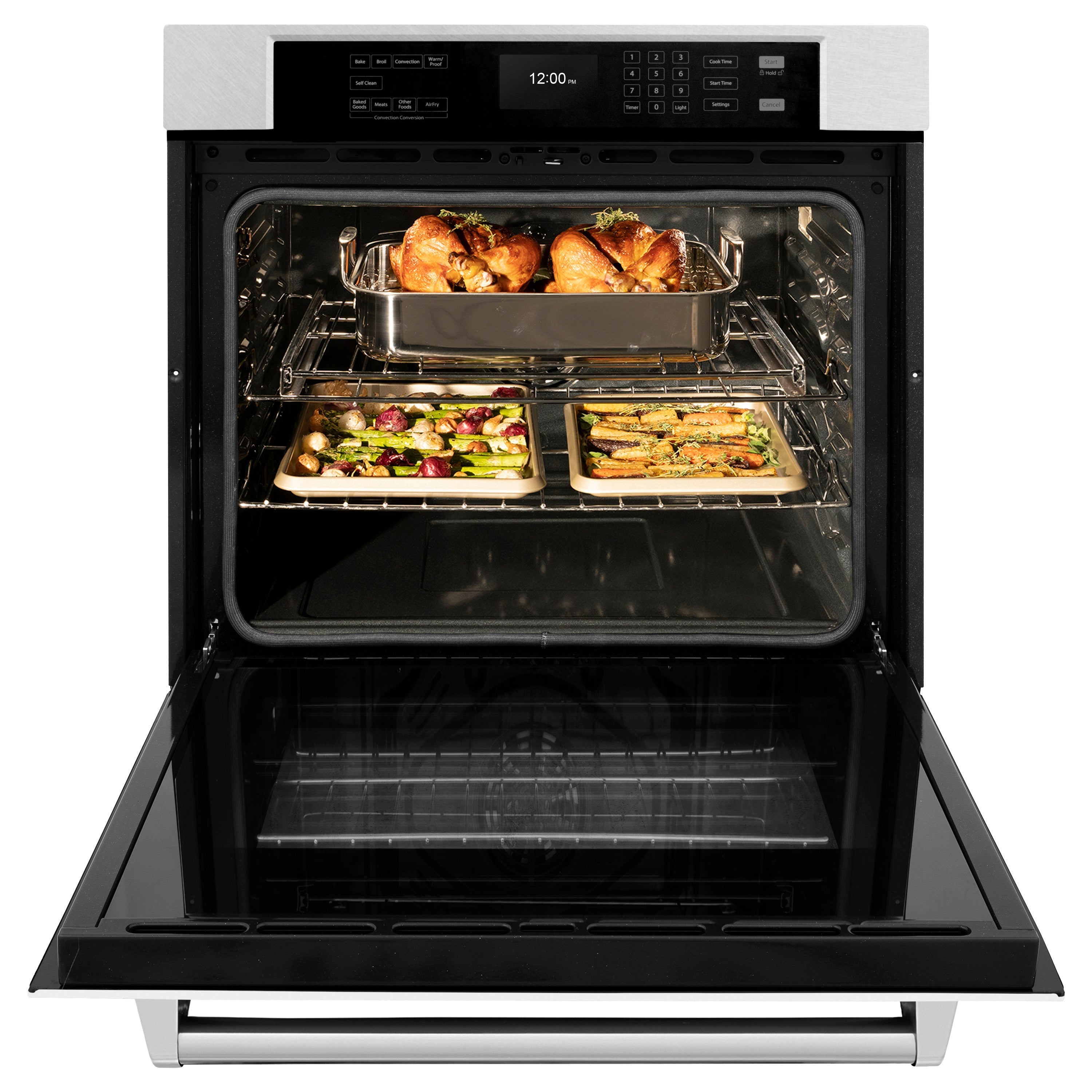 ZLINE 30" Professional True Convection Single Wall Oven with Air Fry and Self Clean in Satin Stainless Steel with White Matte Door, WASS-WM-30