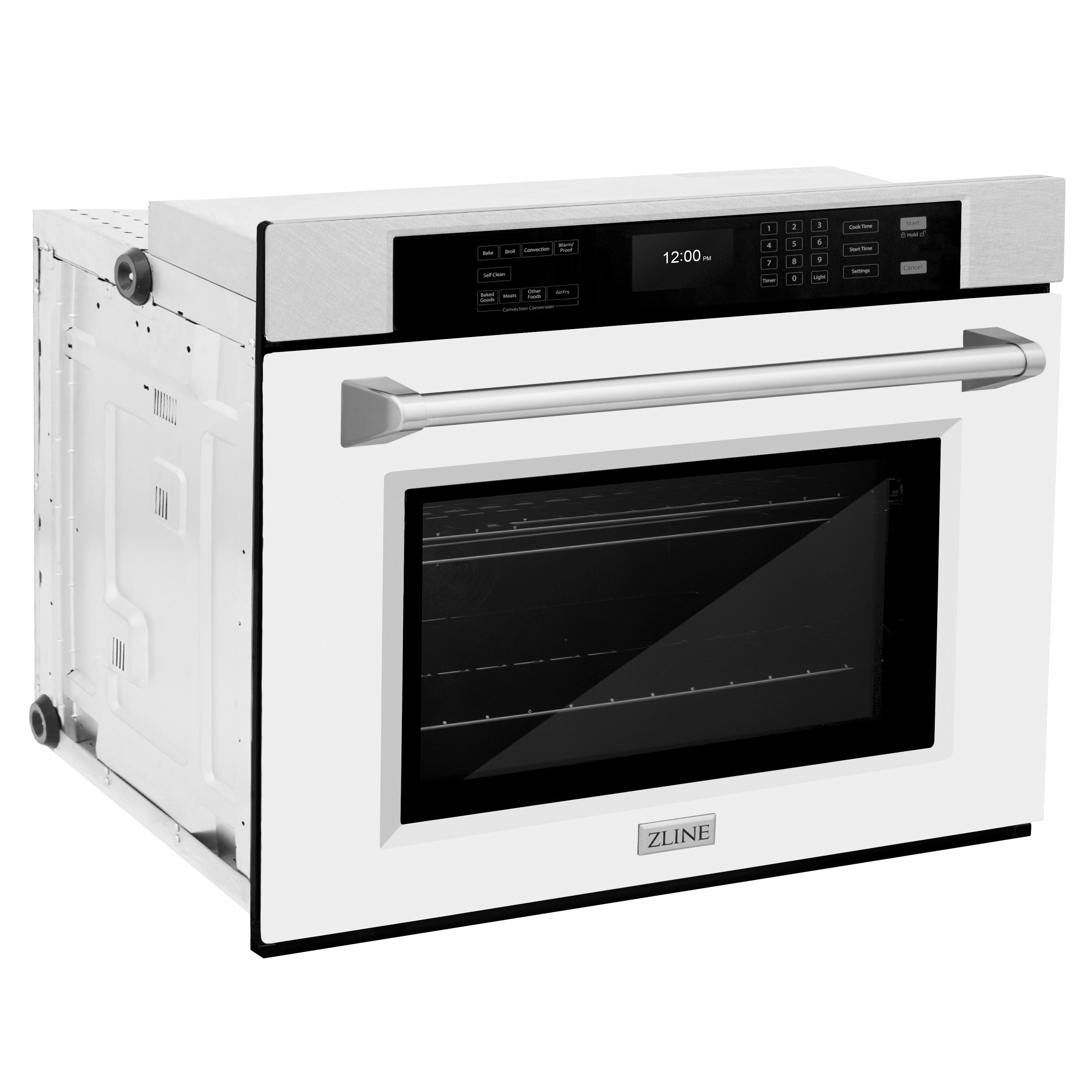 ZLINE 30" Professional True Convection Single Wall Oven with Air Fry and Self Clean in Satin Stainless Steel with White Matte Door, WASS-WM-30