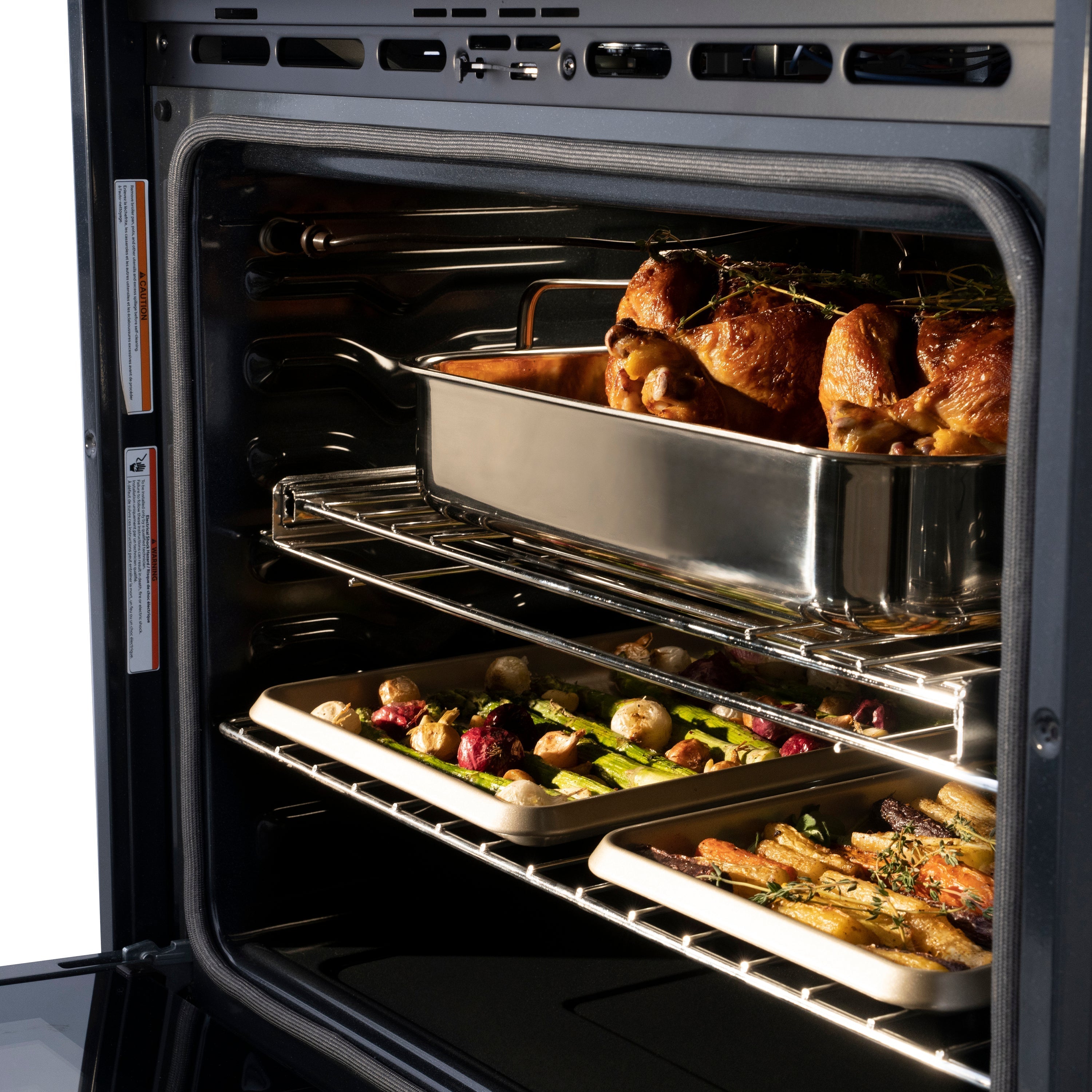 ZLINE 30" Autograph Professional True Convection Single Wall Oven with Air Fry and Self Clean in Satin Stainless Steel with Champagne Bronze Handle, WASSZ-30-CB