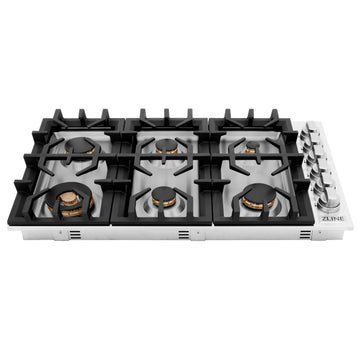 ZLINE 36" Gas Cooktop with 6 Gas Brass Burners, RC-BR-36