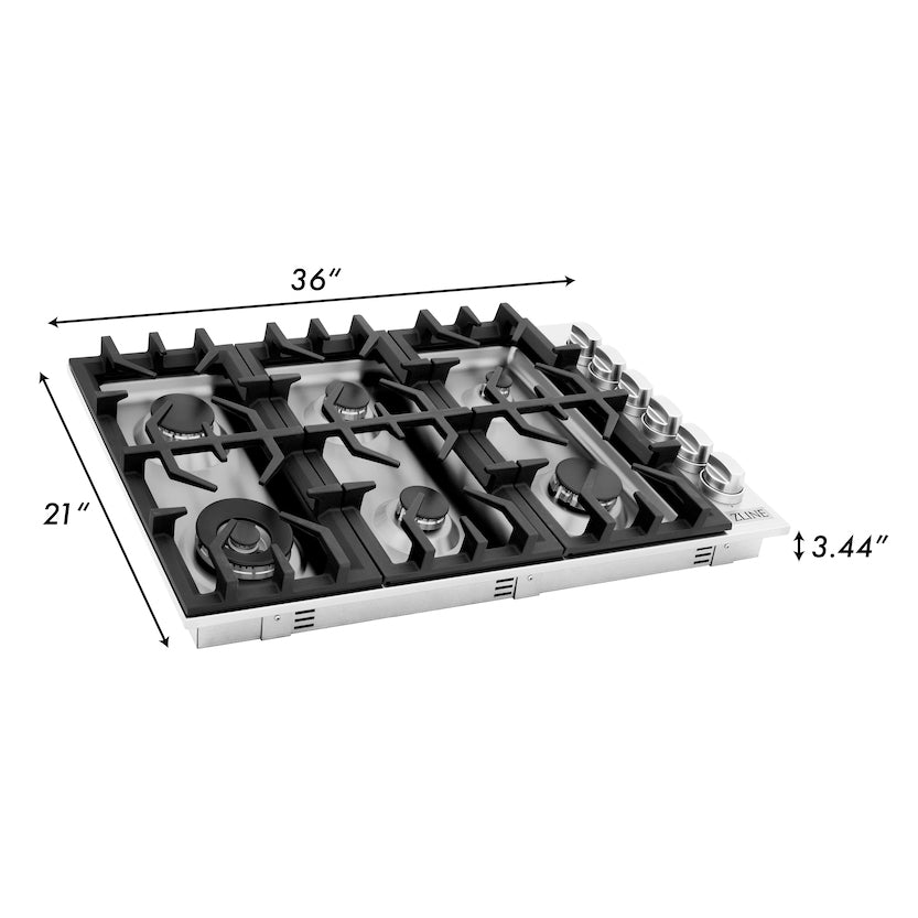 ZLINE 36" Gas Cooktop with 6 Gas Burners, RC36