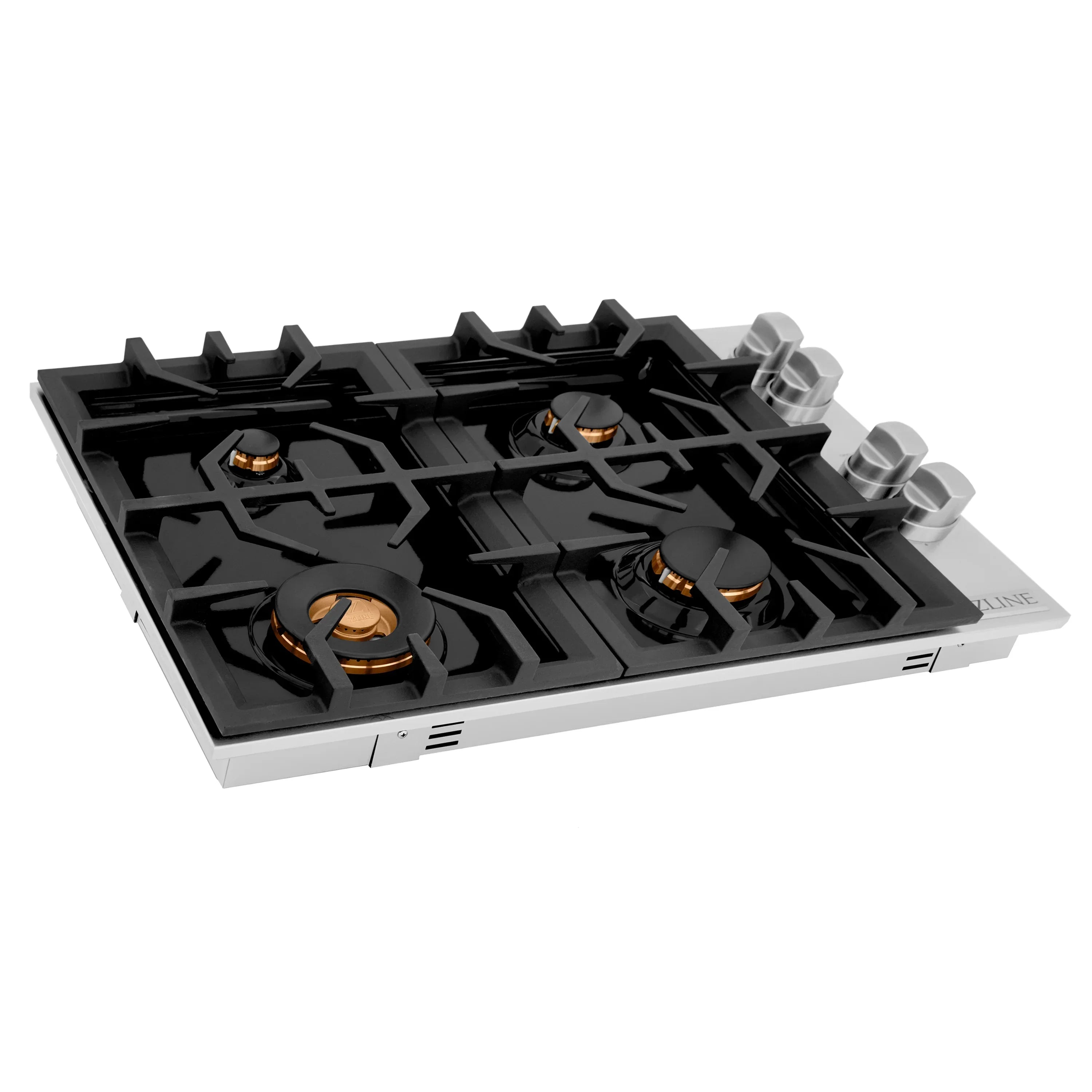 ZLINE 30" Gas Cooktop with 4 Gas Brass Burners and Black Porcelain Top, RC-BR-30-PBT
