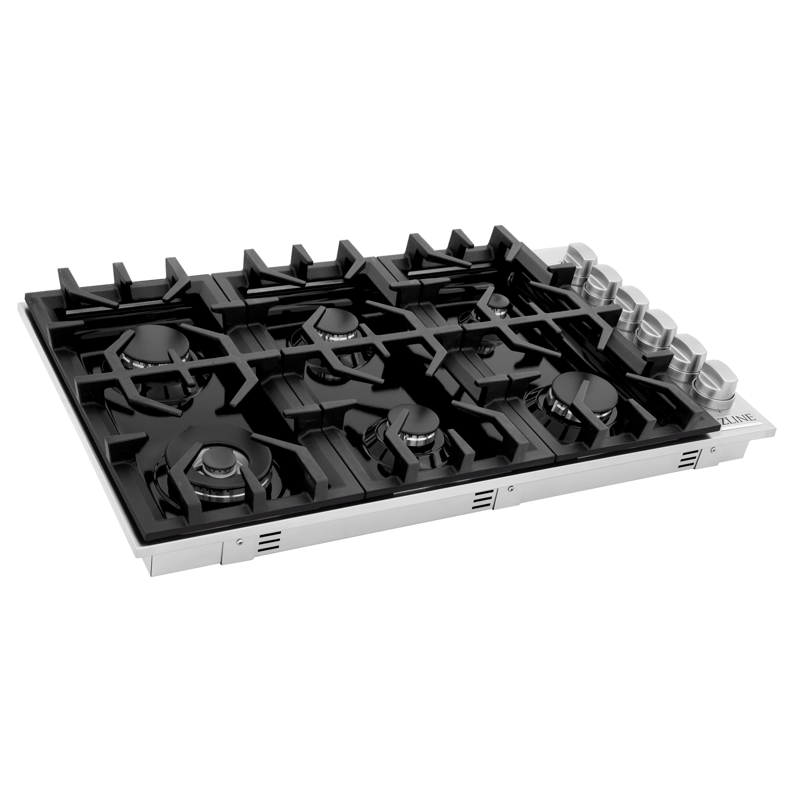 ZLINE 36" Gas Cooktop with 6 Gas Burners and Black Porcelain Top, RC36-PBT
