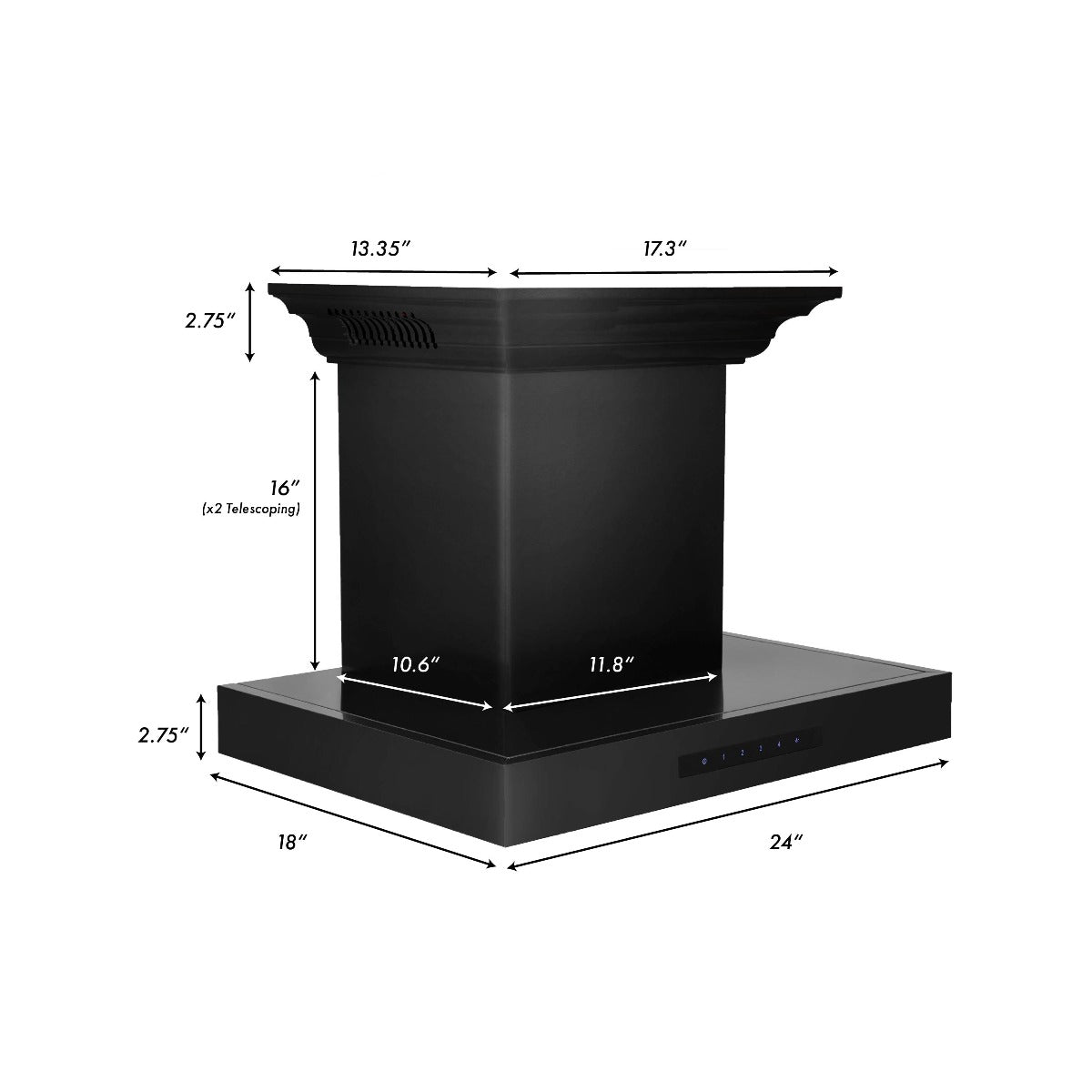 ZLINE 24 in Wall Mount Range Hood 400 CFM Black Stainless Steel with CrownSound Bluetooth Speakers (BSKENCRN-BT-24)