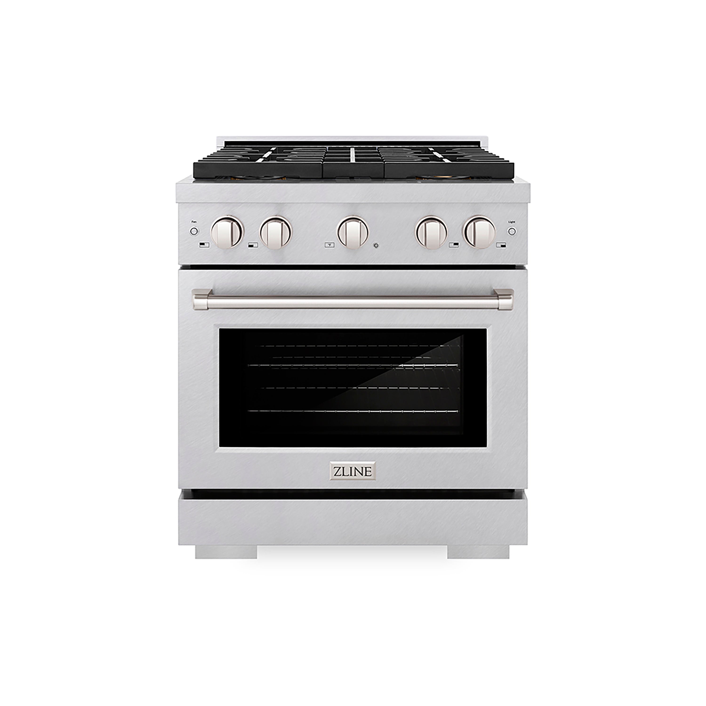 ZLINE 30 in. Dual Fuel Range 4.2 cu. ft. 4 Burner DuoPro™ Cooktop Electric Convection Oven Satin Stainless Steel (PSDRS-30)