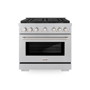 ZLINE 36 in. Dual Fuel Range 5.2 cu. ft. 6 Burner DuoPro™ Cooktop Electric Convection Oven Satin Stainless Steel (PSDRS-36)