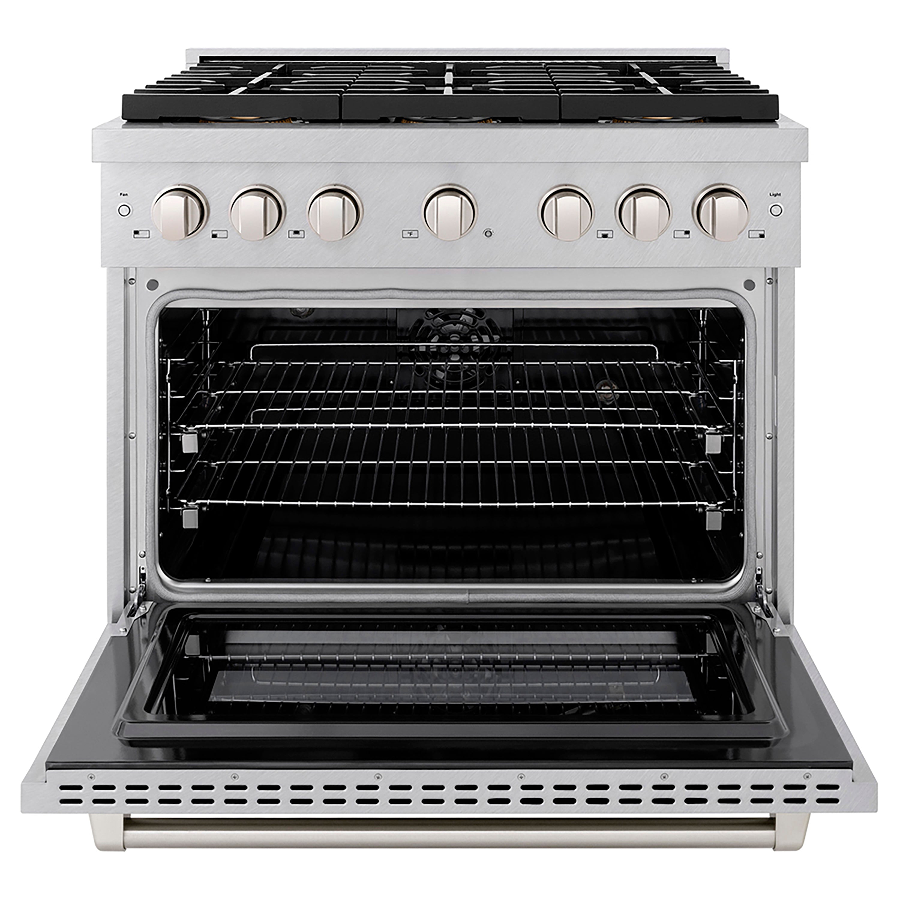 ZLINE 36 in. Dual Fuel Range 5.2 cu. ft. 6 Burner DuoPro™ Cooktop Electric Convection Oven Satin Stainless Steel (PSDRS-36)