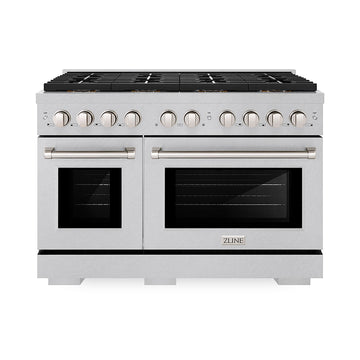 ZLINE 48 in. Dual Fuel Range 6.7 cu. ft. with 8 Burner DuoPro™ Cooktop and Dual Convection Ovens – Satin Stainless Steel (PSDRS-48)