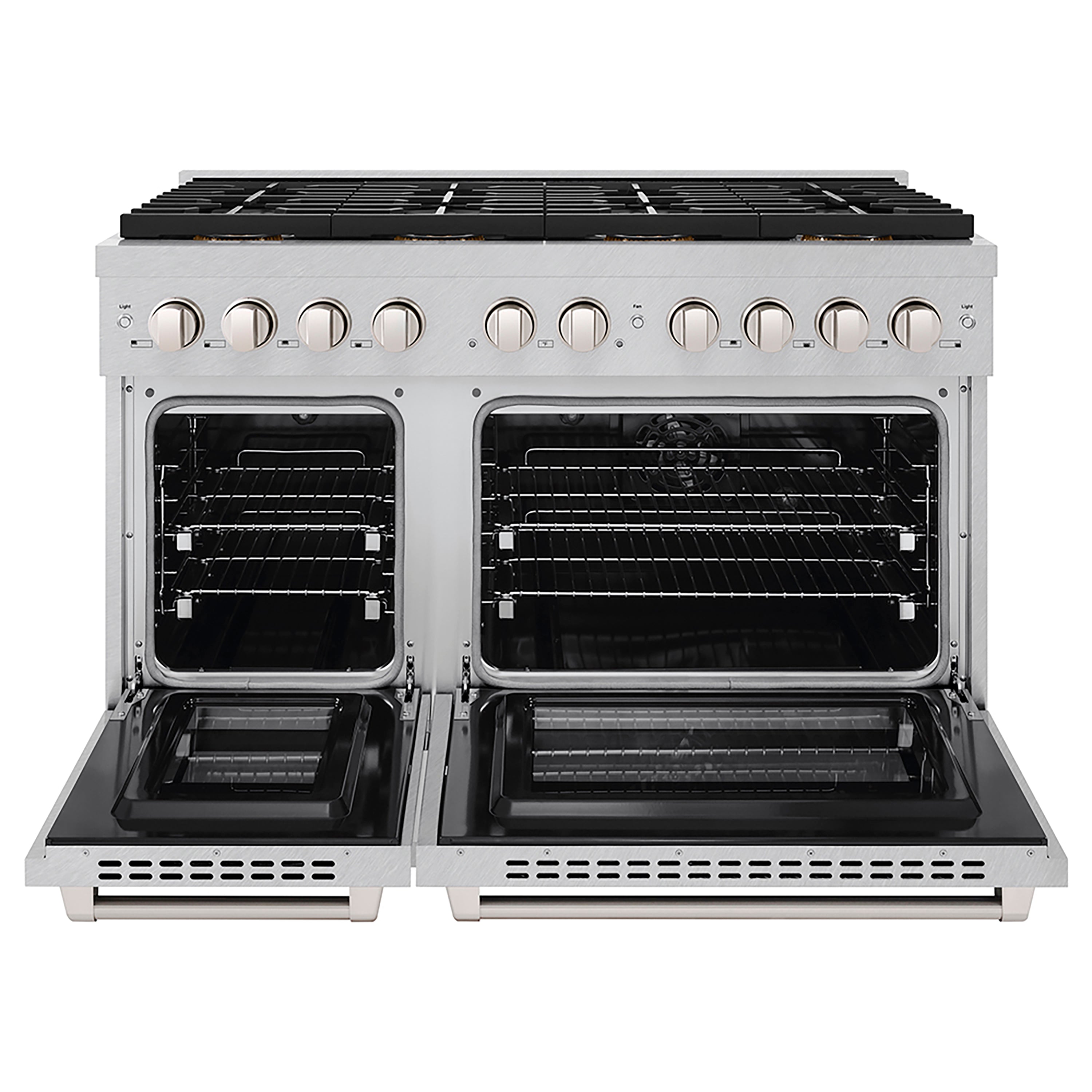 ZLINE 48 in. Dual Fuel Range 6.7 cu. ft. with 8 Burner DuoPro™ Cooktop and Dual Convection Ovens – Satin Stainless Steel (PSDRS-48)