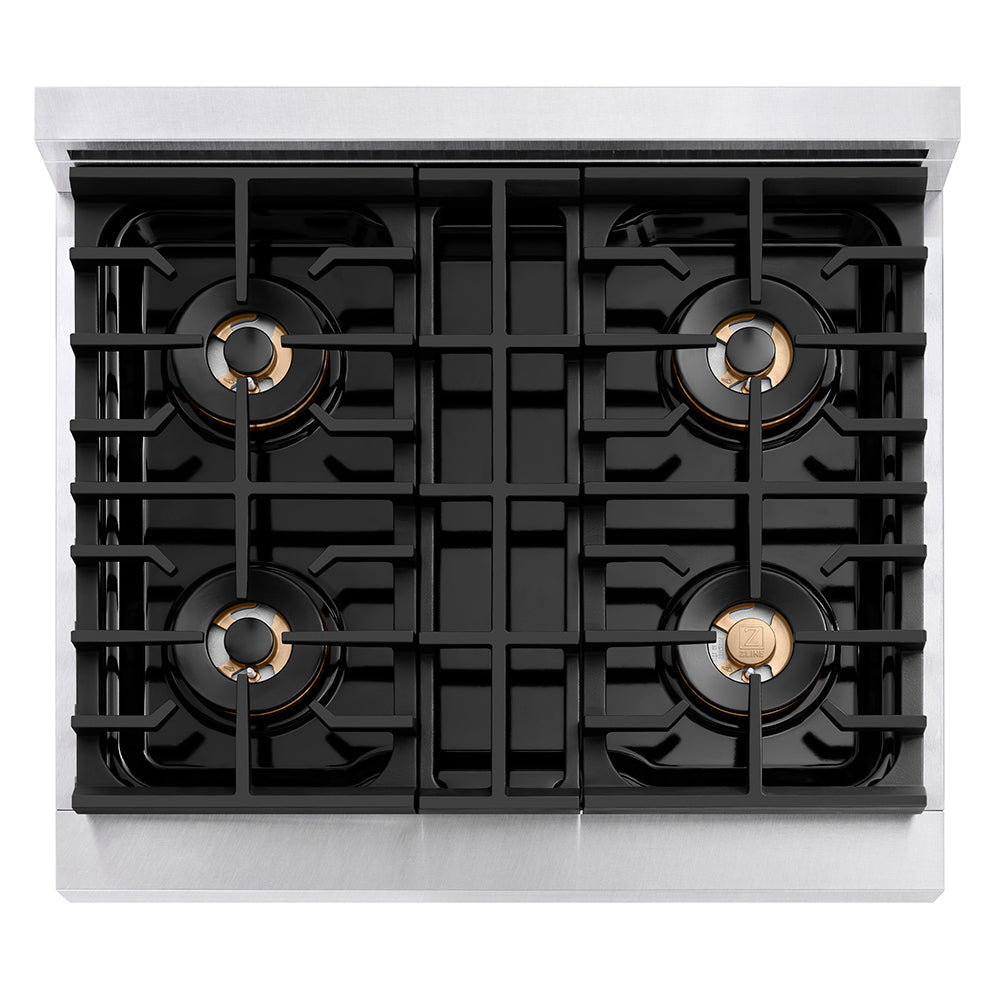 ZLINE 30 in. Dual Fuel Range 4.2 cu. ft. – 4 Burner DuoPro™ Cooktop, Electric Convection Oven, Satin Stainless Steel with Black Matte Door (PSDRS-BLM-30)