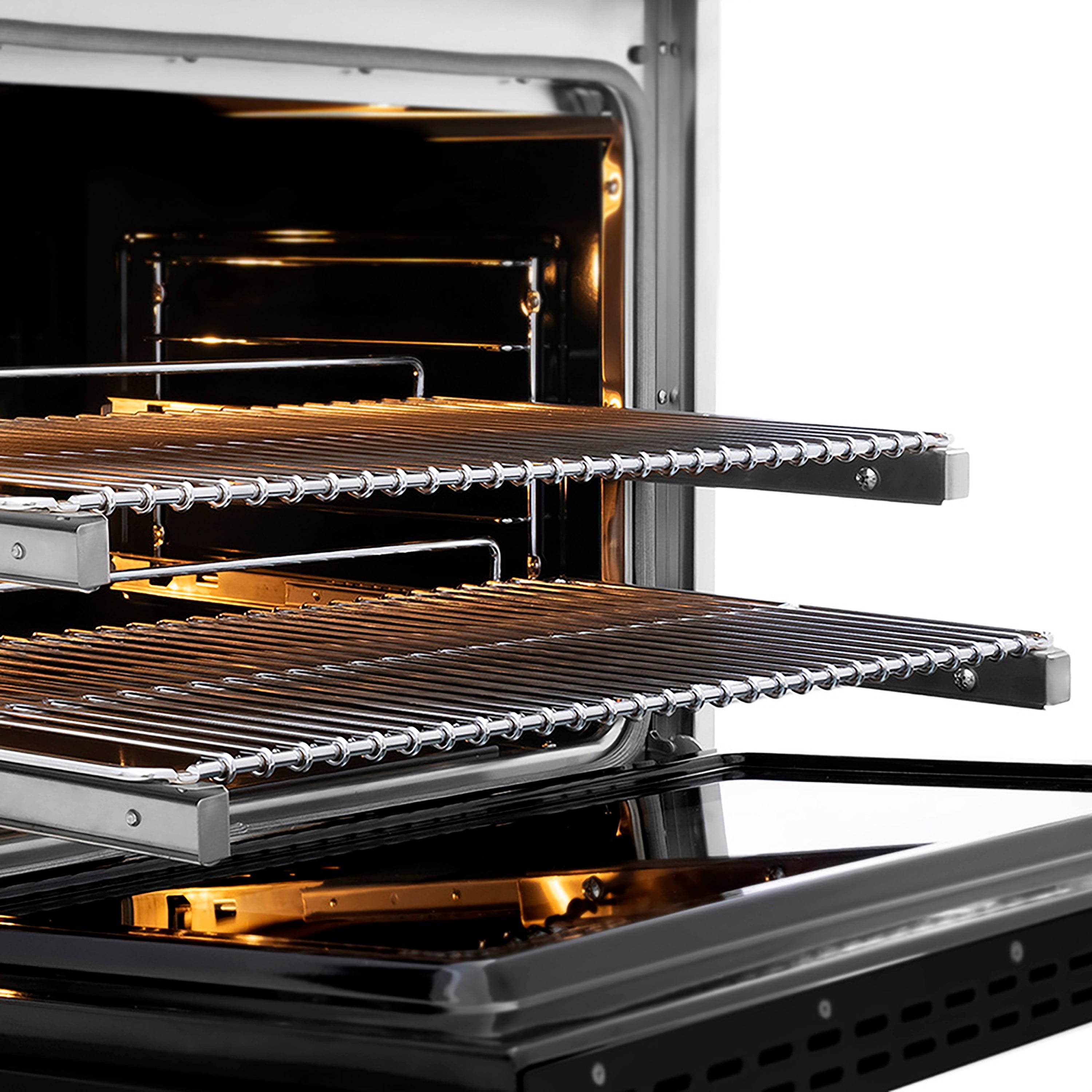 ZLINE 36 in. Dual Fuel Range 5.2 cu. ft. 6 Burner DuoPro™ Cooktop Electric Convection Oven Satin Stainless Steel with Black Matte Door (PSDRS-BLM-36)