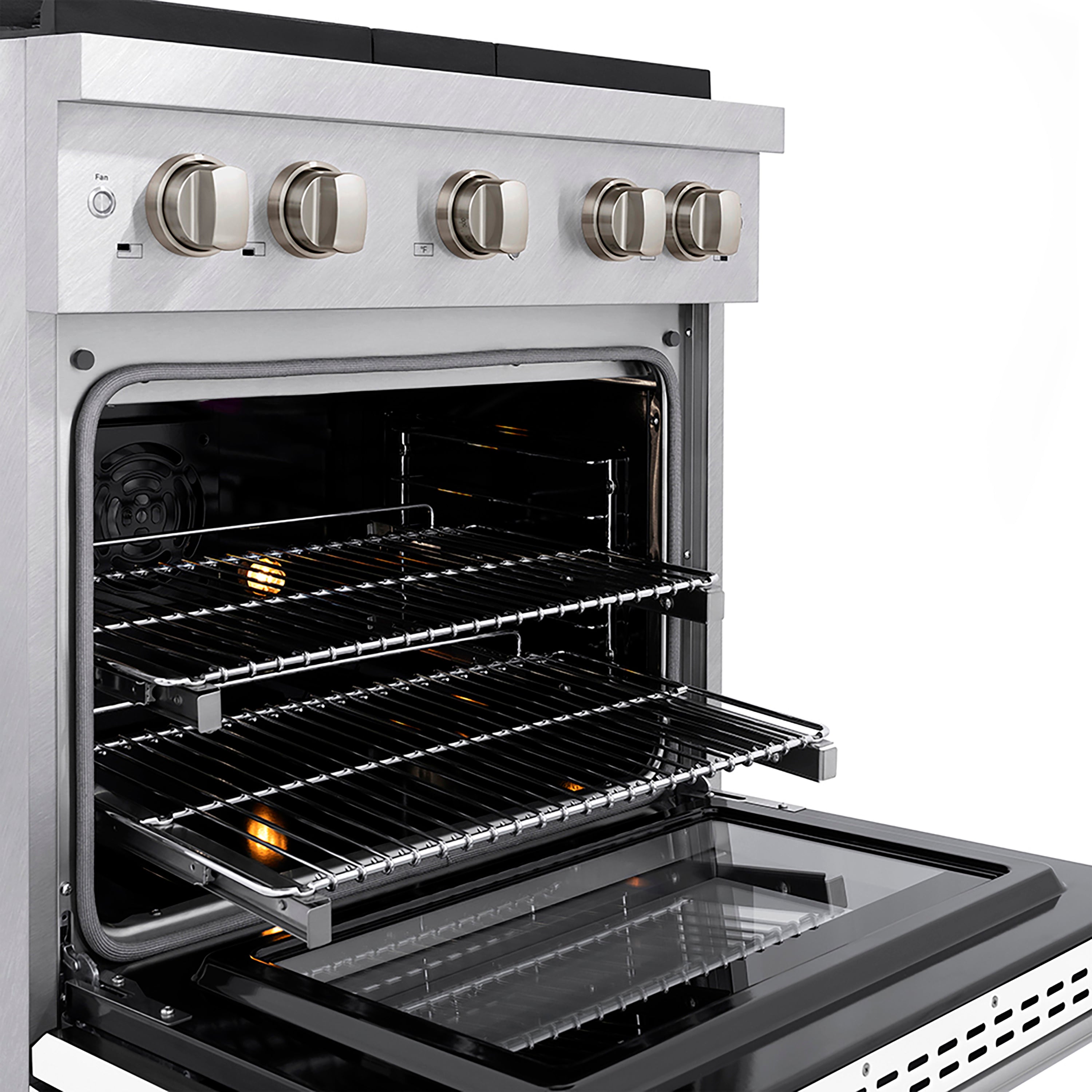 ZLINE 30 in. Dual Fuel Range – 4.2 cu. ft. Capacity, 4 Burner DuoPro™ Cooktop, Electric Convection Oven, Satin Stainless Steel with White Matte Door (PSDRS-WM-30)