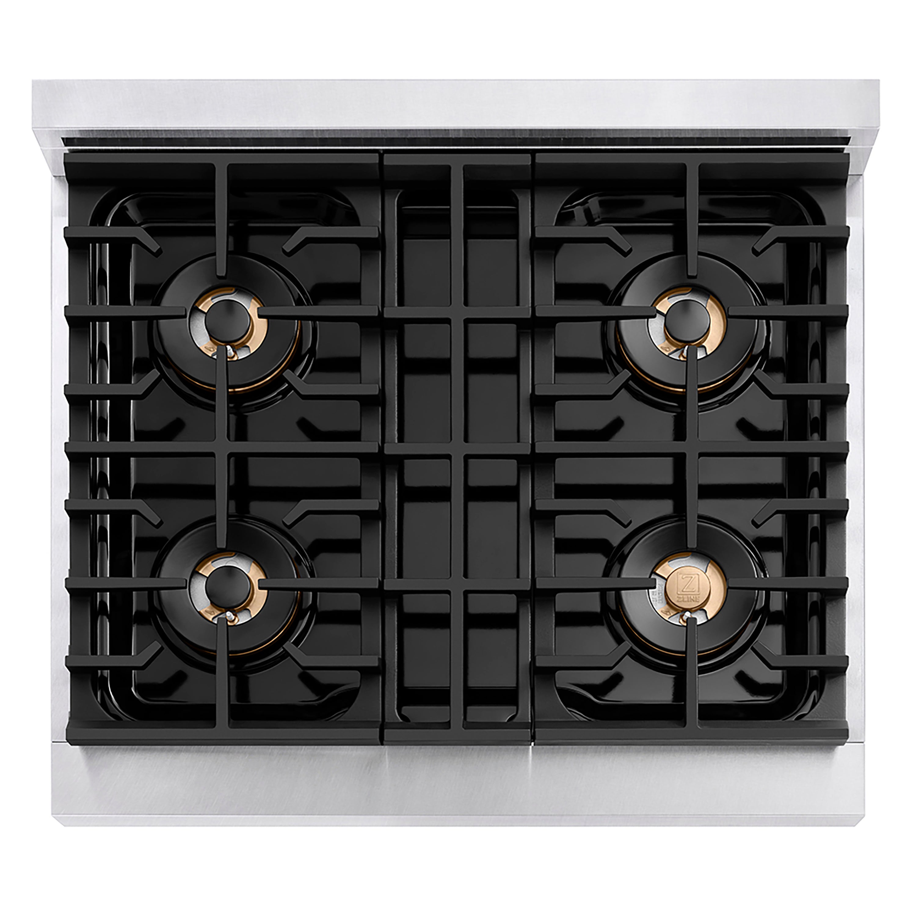 ZLINE 30 in. Dual Fuel Range 4.2 cu. ft. 4 Burner DuoPro™ Cooktop Electric Convection Oven Satin Stainless Steel White Matte Door Polished Gold Accents (PSDRSZ-WM-30-G)