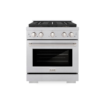 ZLINE 30 in. Gas Range 4.2 cu. ft. Convection Oven with 4 Burner DuoPro™ Cooktop – Satin Stainless Steel (PSGRS-30)