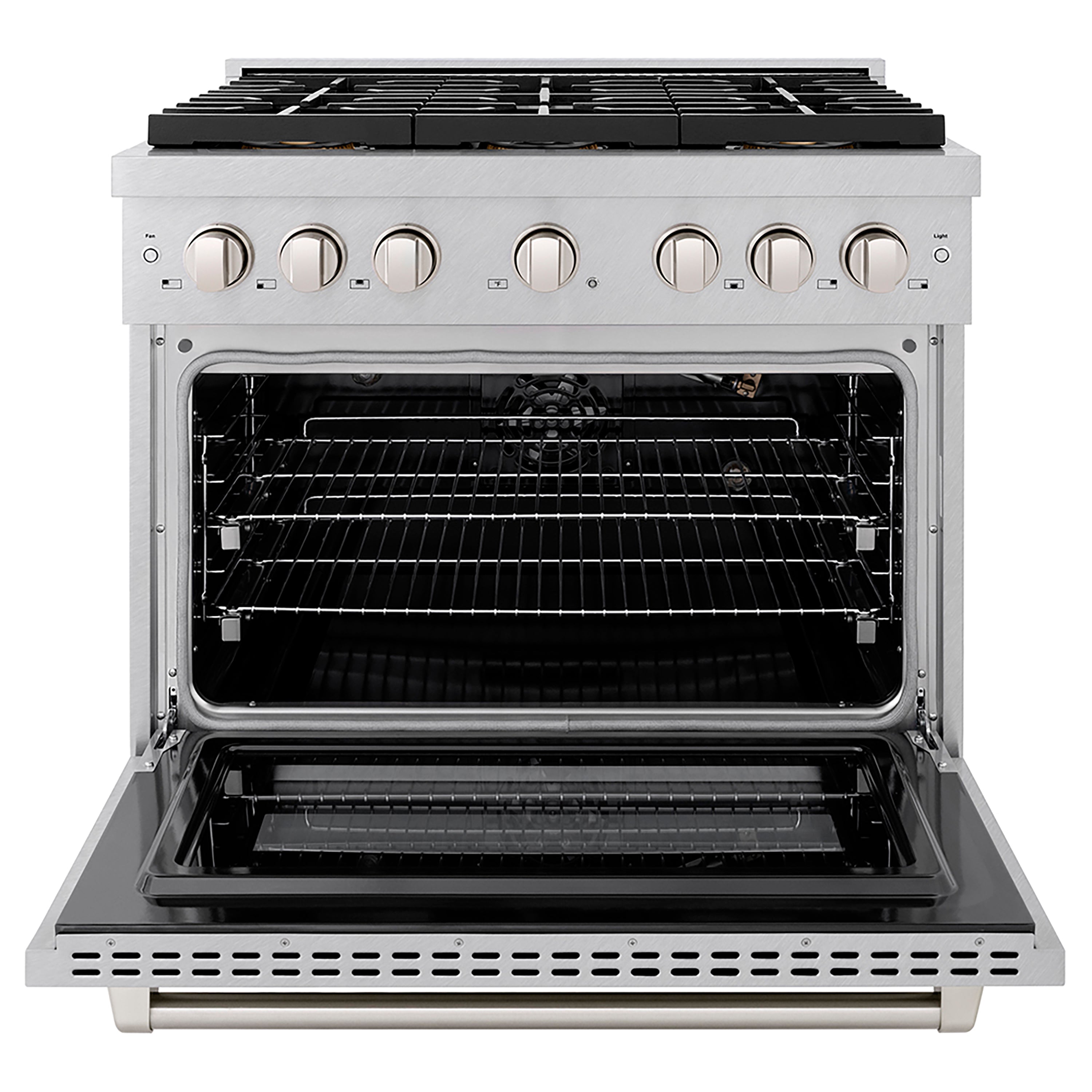 ZLINE 36 in. Gas Range 5.2 cu. ft. Capacity, 6 Burner DuoPro™ Cooktop, Convection Gas Oven, Satin Stainless Steel (PSGRS-36)