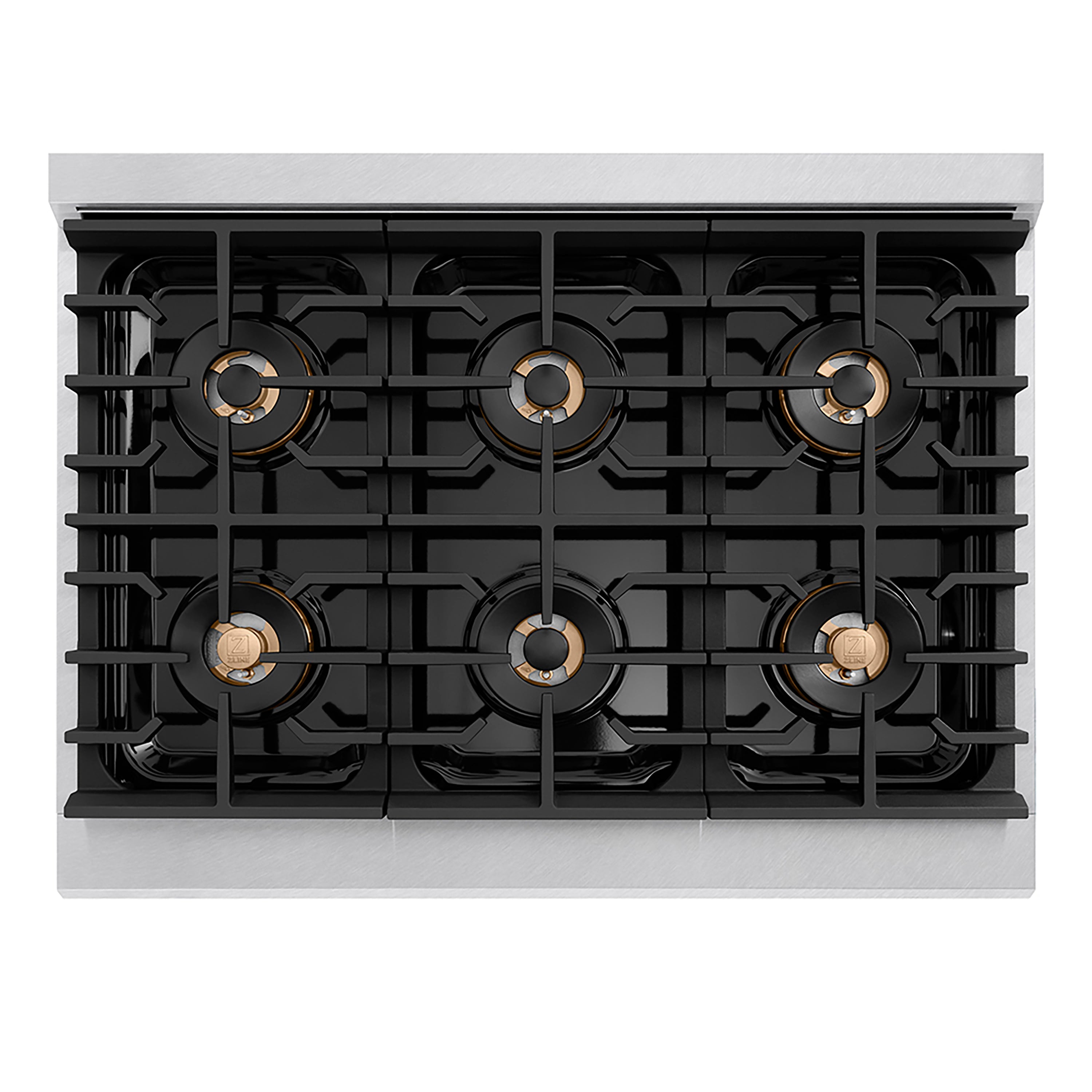 ZLINE 36 in. Gas Range 5.2 cu. ft. Convection Oven with 6 Burner DuoPro™ Cooktop, Satin Stainless Steel with Black Matte Door (PSGRS-BLM-36)