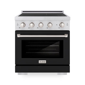 ZLINE 30 in. Induction Range 4.2 cu. ft. 4 Element Cooktop Electric Convection Oven Satin Stainless Steel Black Matte Door (SINRS-BLM-30)