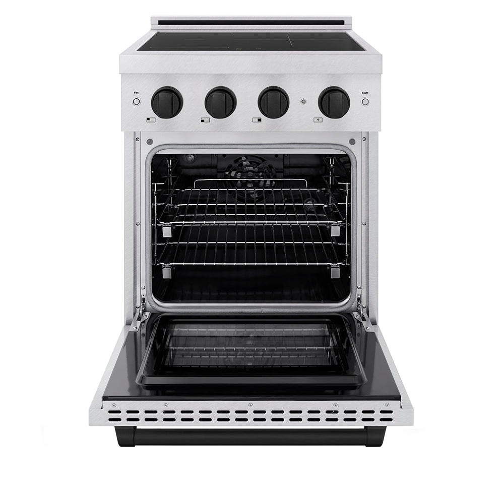 ZLINE 24 in. Induction Range 3.2 cu. ft. 3 Element Cooktop Electric Convection Oven Satin Stainless Steel Matte Black Accents (SINRSZ-24-MB)