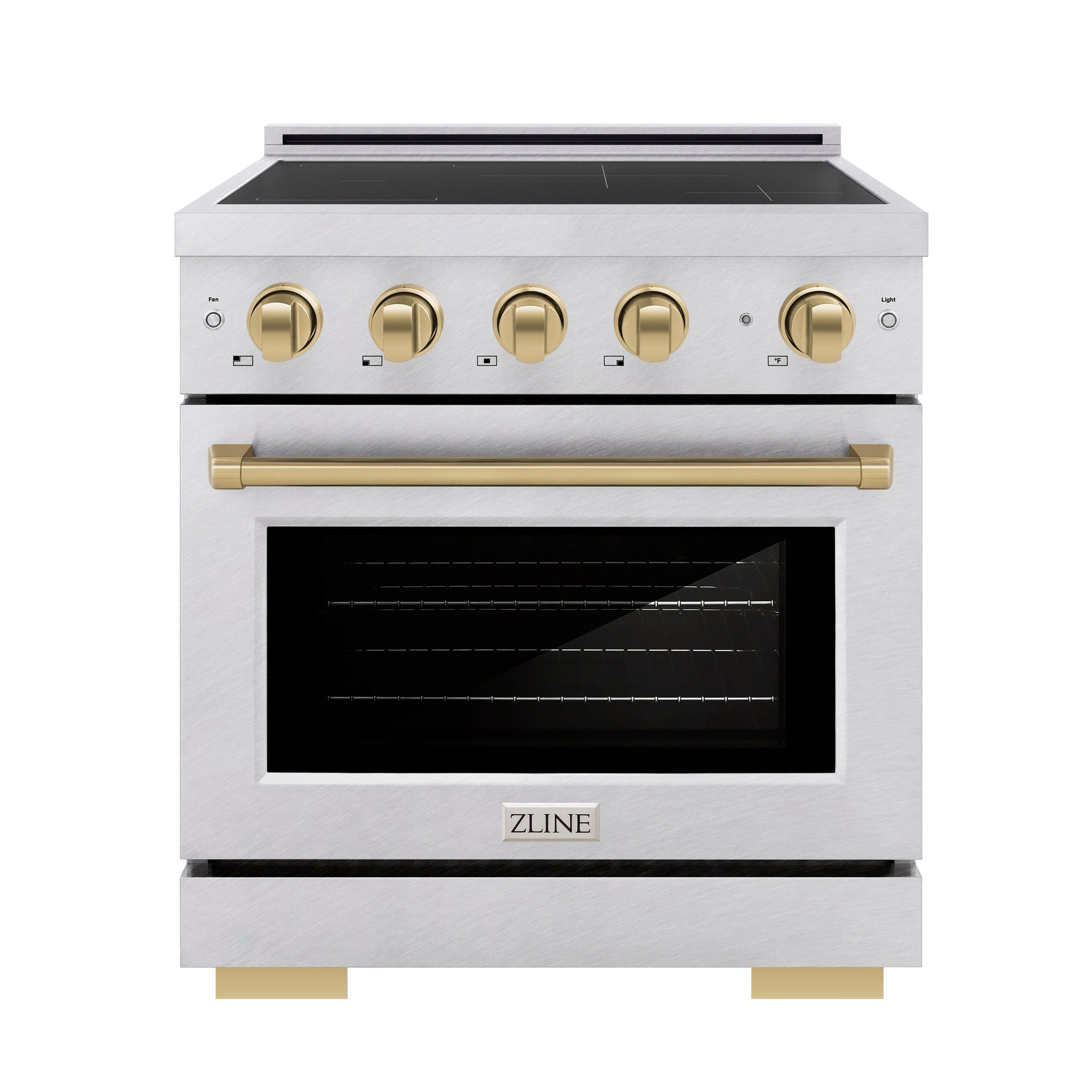 ZLINE 30 in. Induction Range 4.2 cu. ft. 4 Element Cooktop Electric Oven Satin Stainless Steel Champagne Bronze Accents (SINRSZ-30-CB)