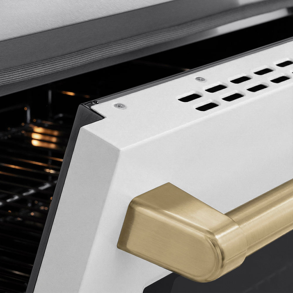 ZLINE 24 in Induction Range 3.2 cu. ft. Electric Convection Oven 3 Element Cooktop Satin Stainless Steel White Matte Door Champagne Bronze Accents (SINRSZ-WM-24-CB)