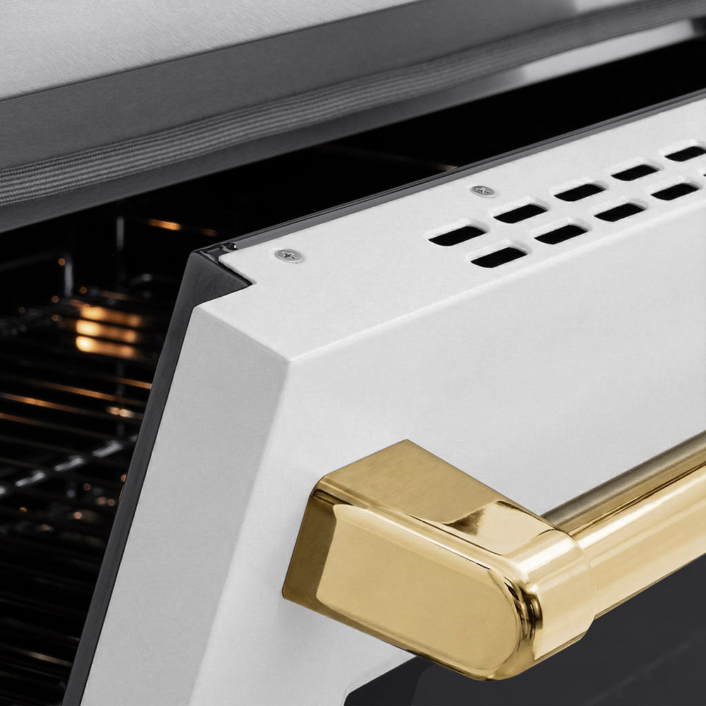 ZLINE 36 in. Induction Range 5.2 cu. ft. 5 Elements Electric Convection Oven Satin Stainless Steel White Matte Door Polished Gold Accents (SINRSZ-WM-36-G)