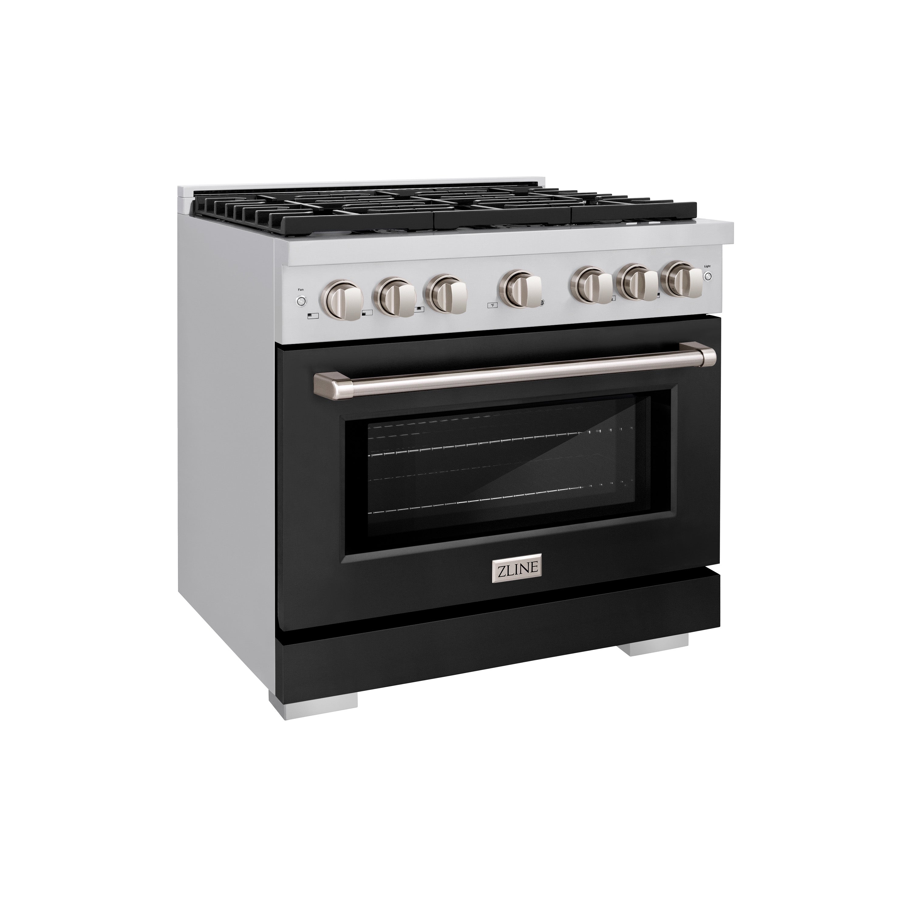 ZLINE Paramount 36 in. Dual Fuel Range with 6 Burners and Electric Convection Oven, 5.2 cu. ft., Stainless Steel with Black Matte Door (SDR-BLM-36)
