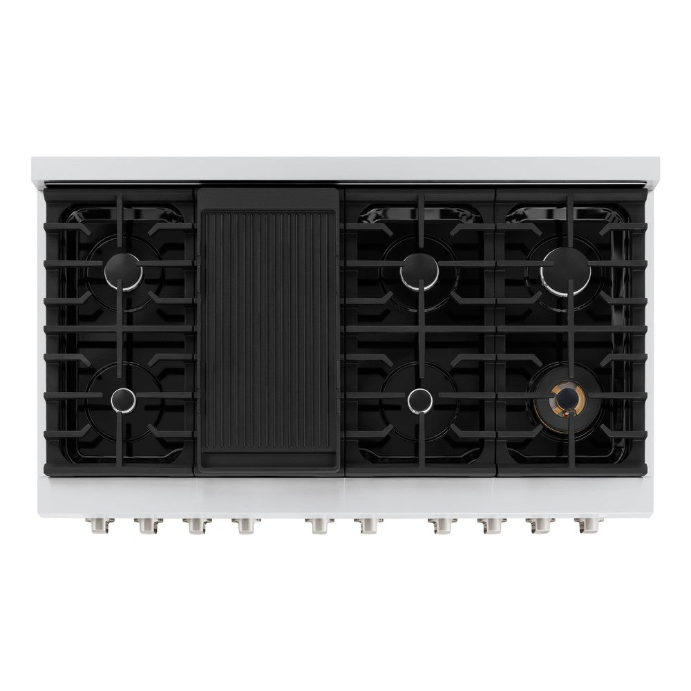 ZLINE 48 in. Paramount Double Oven Dual Fuel Range, 6.7 cu. ft., 8 Burner Gas Cooktop, Electric Convection Ovens, Stainless Steel with Black Matte Doors, SDR-BLM-48