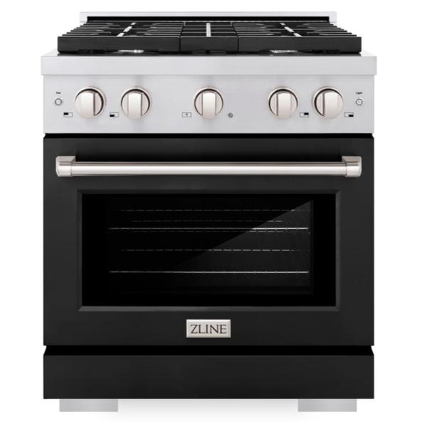 ZLINE Paramount 30 in. Gas Range with Convection Oven, 4.2 cu. ft., Stainless Steel with Black Matte Door (SGR-BLM-30)