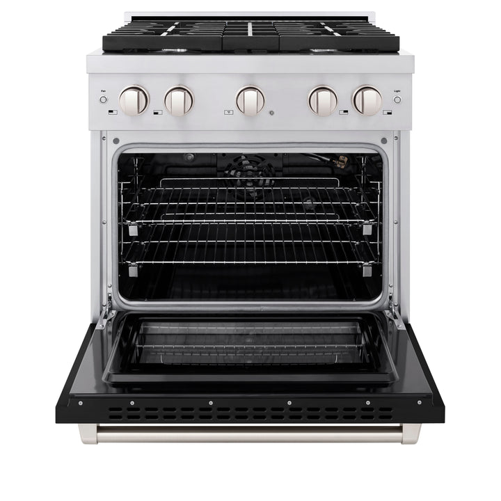 ZLINE Paramount 30 in. Gas Range with Convection Oven, 4.2 cu. ft., Stainless Steel with Black Matte Door (SGR-BLM-30)