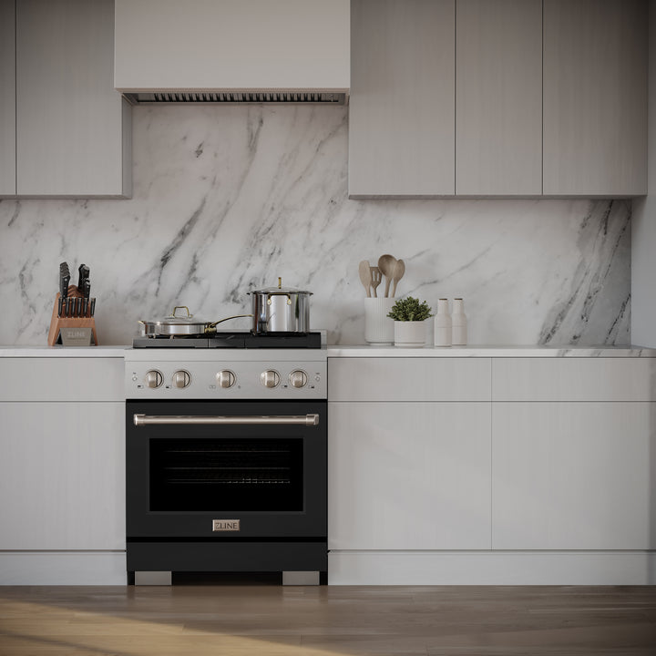 ZLINE Paramount 30 in. Gas Range with Convection Oven, 4.2 cu. ft., Stainless Steel with Black Matte Door (SGR-BLM-30)
