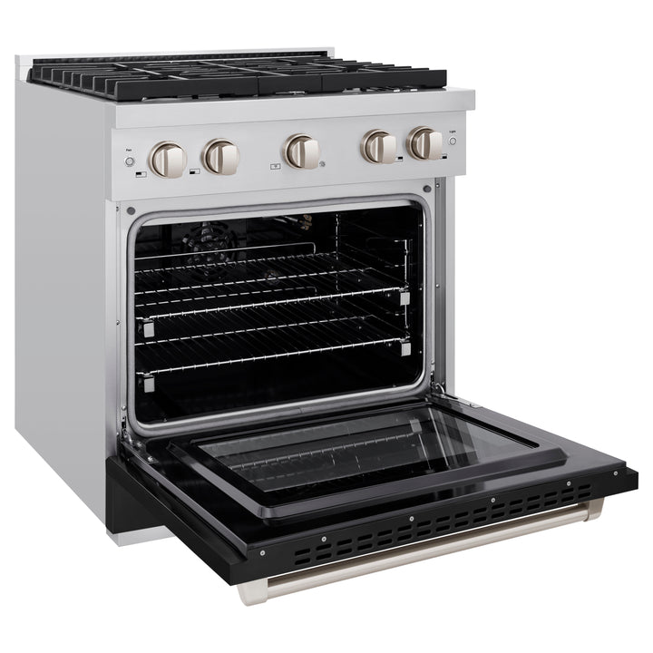 ZLINE Paramount 30 in. Gas Range with Convection Oven, 4.2 cu. ft., Stainless Steel with Black Matte Door (SGR-BLM-30)