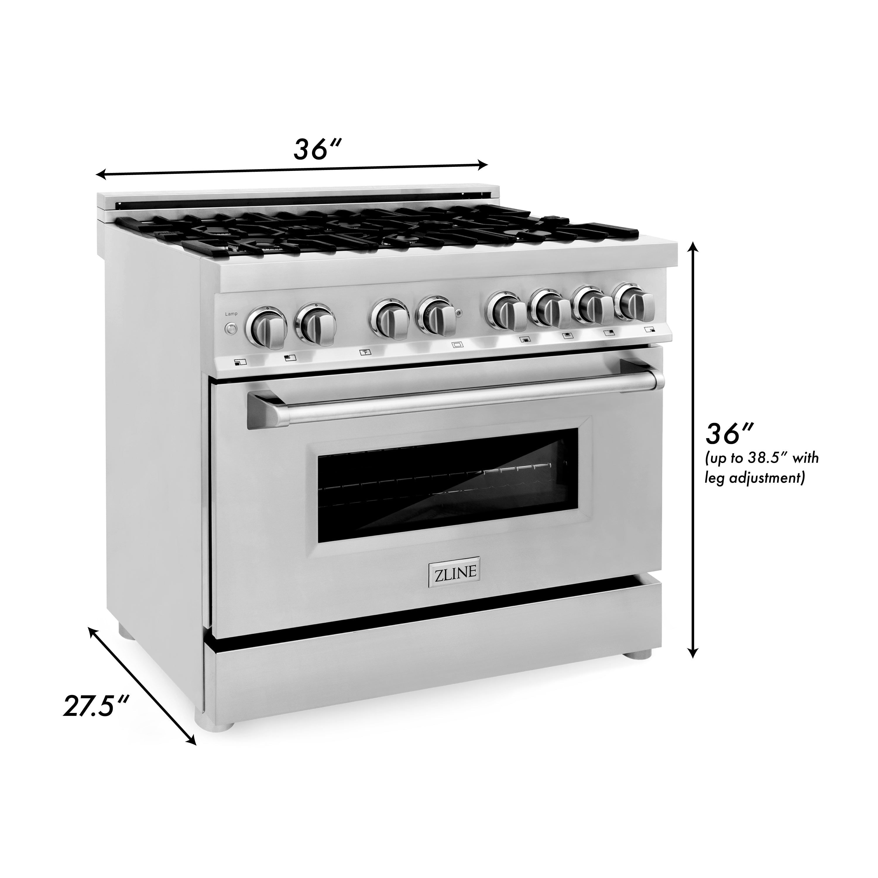 ZLINE 36 in. Dual Fuel Range with Gas Cooktop, Electric Oven and Griddle, 4.6 cu. ft., Stainless Steel (RA-GR-36)