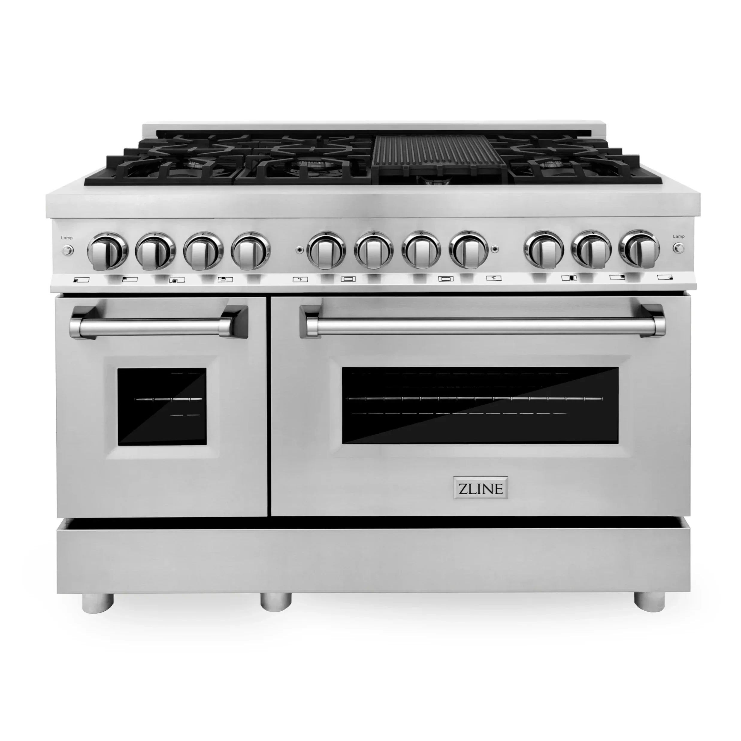 ZLINE 48-Inch Professional Dual Fuel Range with Gas Cooktop and Electric Convection Oven in Stainless Steel (RA48)