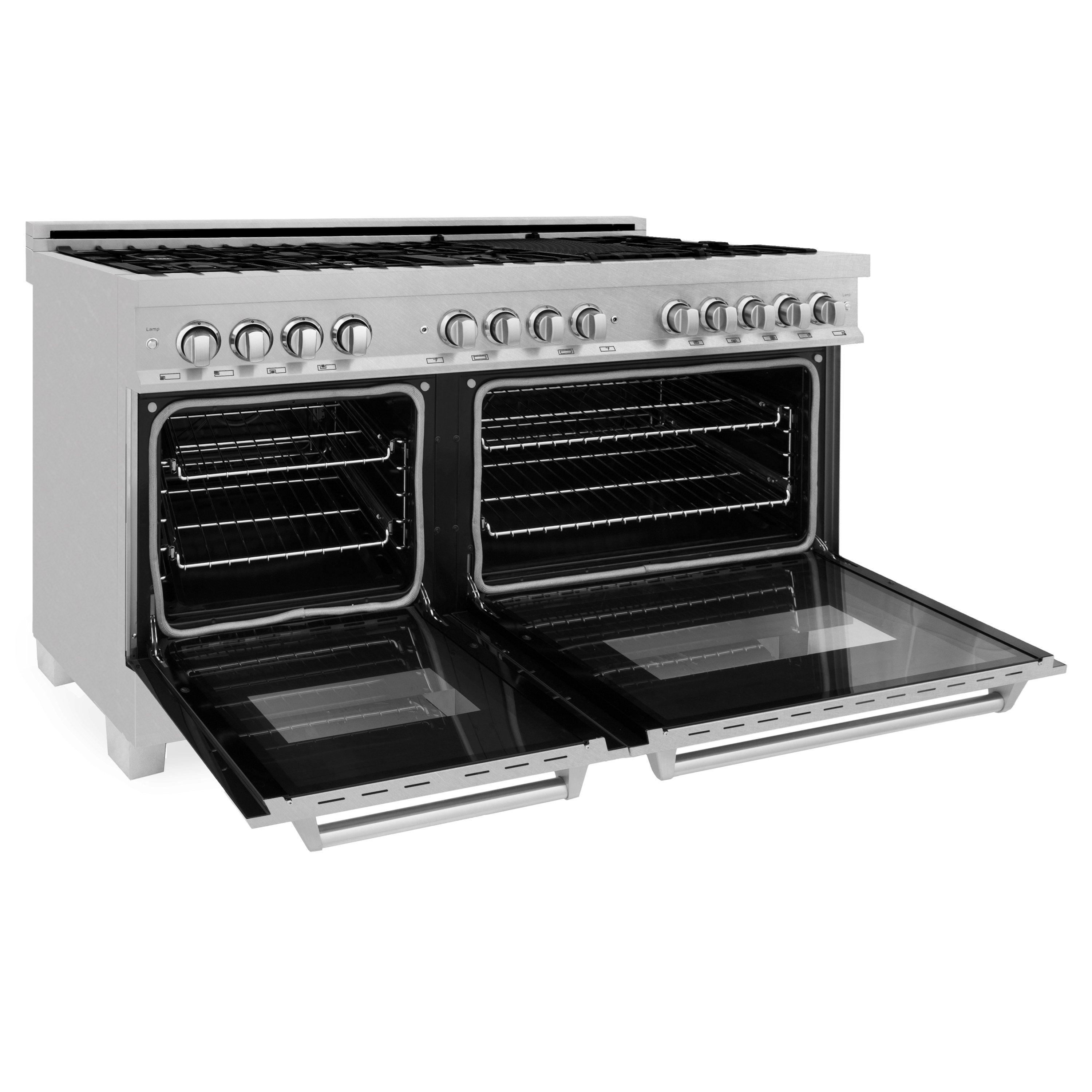 ZLINE 60 in. 7.4 cu. ft. Legacy Dual Fuel Range with 9 Gas Burners and Double Electric Convection Ovens in Satin Stainless Steel (RAS-SN-60)