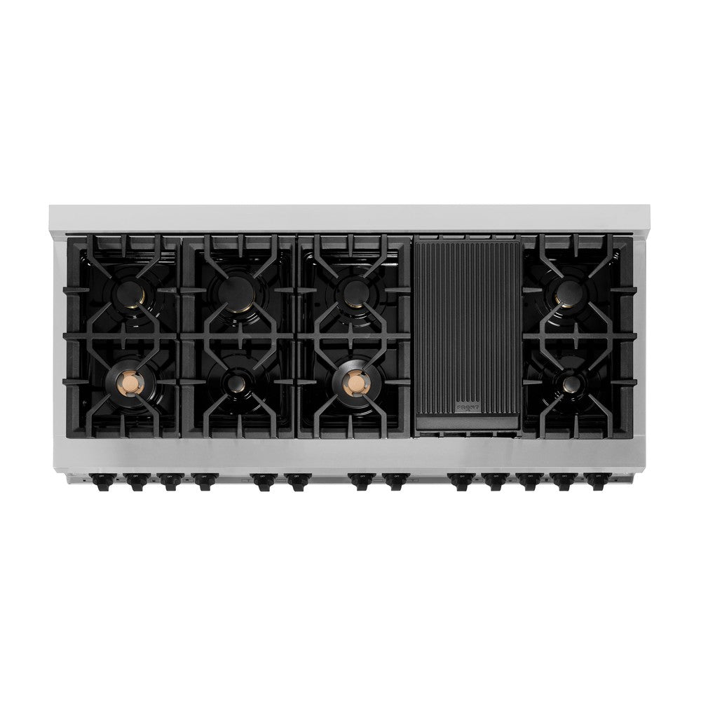 ZLINE Autograph Edition 60-Inch Dual Fuel Range with 7.4 cu. ft. Electric Convection Oven, Stainless Steel with Black Matte Accents (Model RAZ-60-MB)