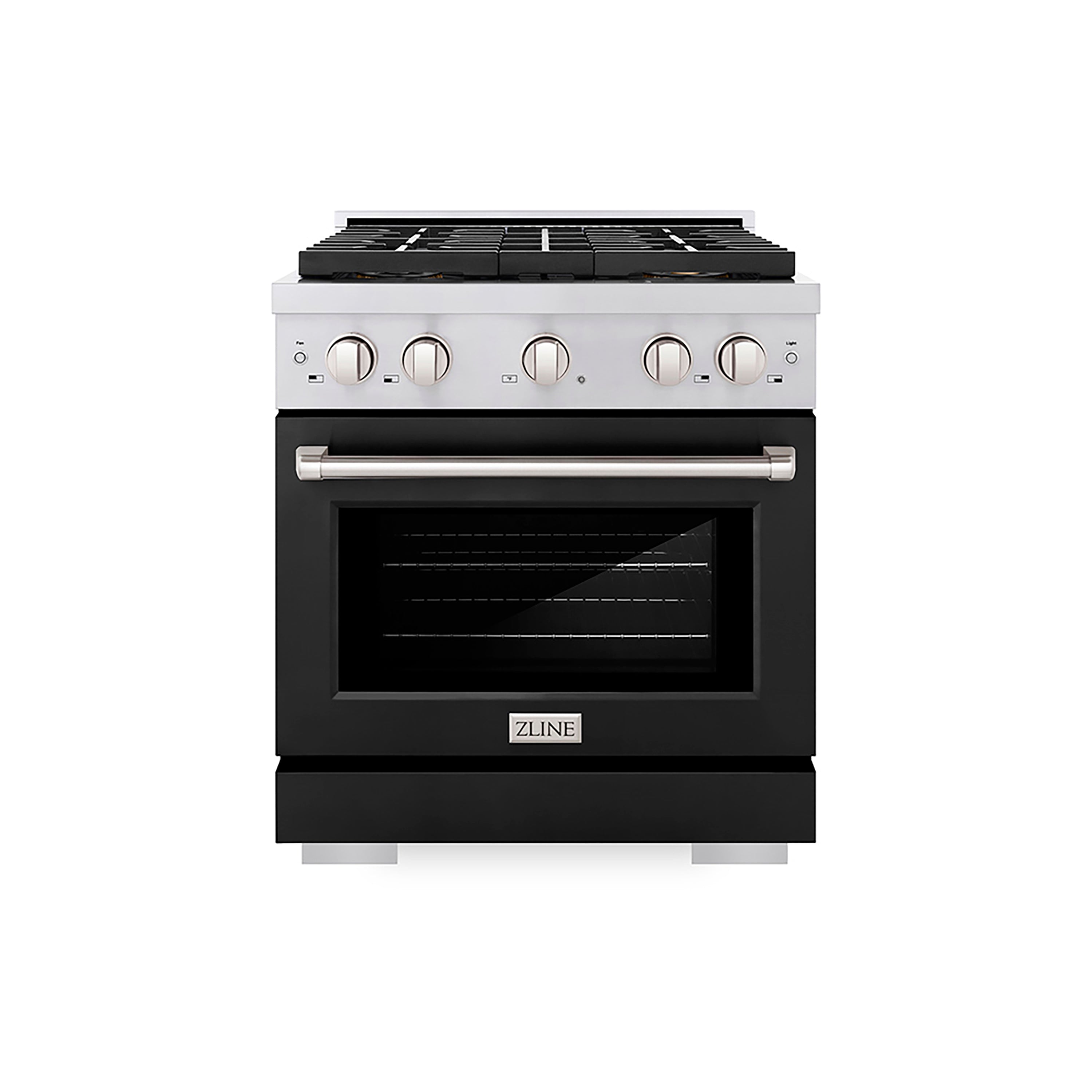 ZLINE 30 in. Dual Fuel Range 4.2 cu. ft. with 4 Burner DuoPro™ Cooktop, Electric Convection Oven & Black Matte Door (PSDR-BLM-30)