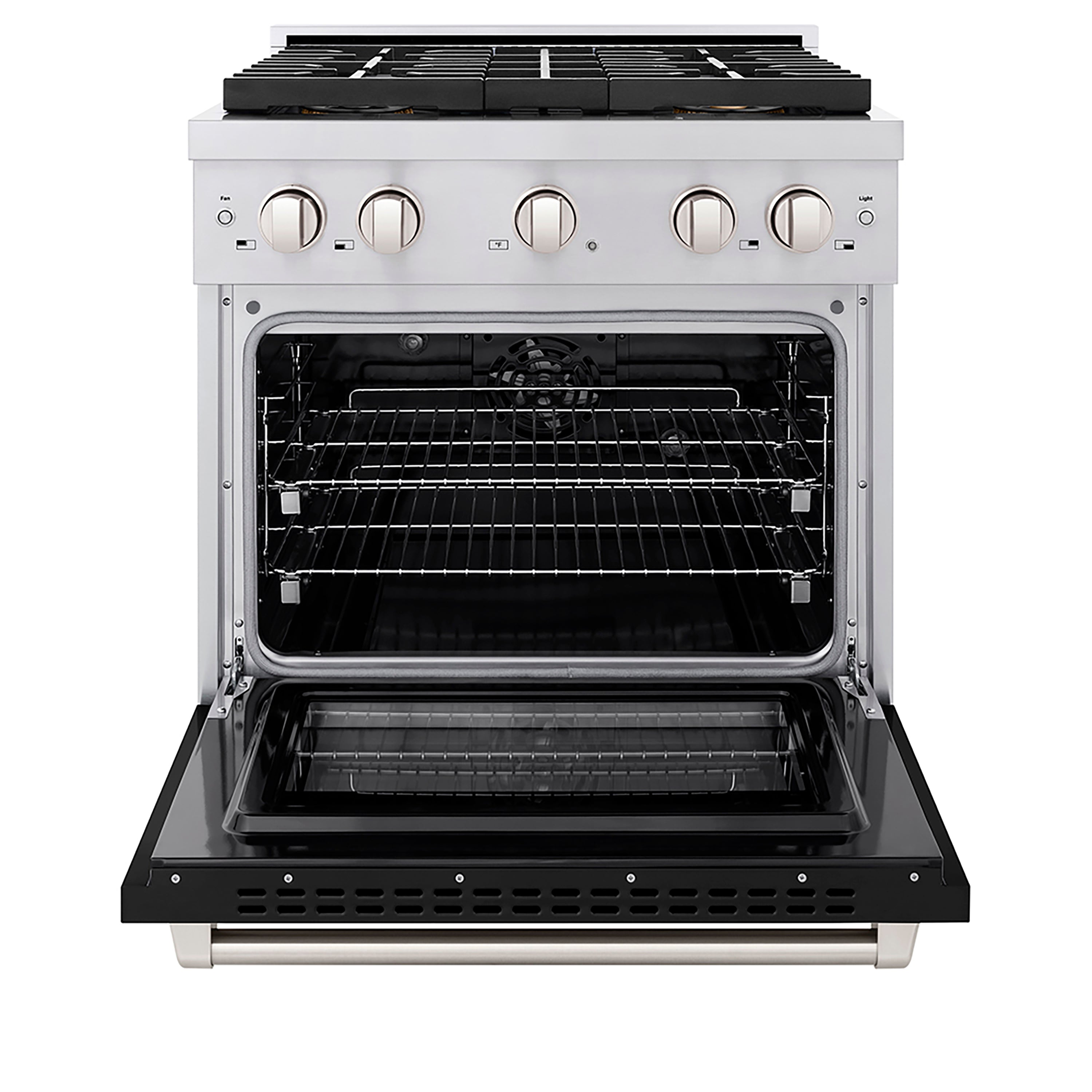 ZLINE 30 in. Dual Fuel Range 4.2 cu. ft. with 4 Burner DuoPro™ Cooktop, Electric Convection Oven & Black Matte Door (PSDR-BLM-30)