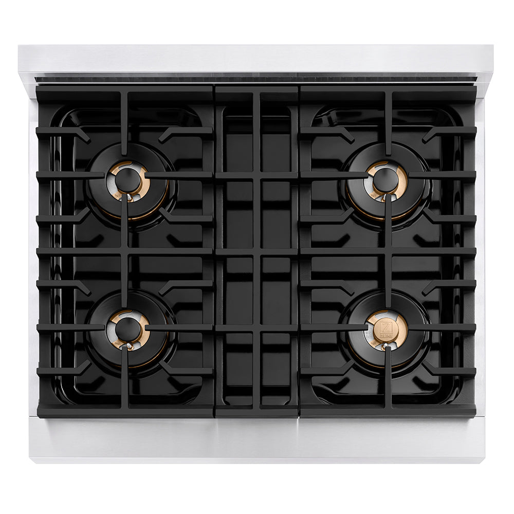 ZLINE 30 in. Dual Fuel Range – 4.2 cu. ft. Capacity – 4 Burner DuoPro™ Cooktop, Electric Convection Oven, White Matte Door (PSDR-WM-30)