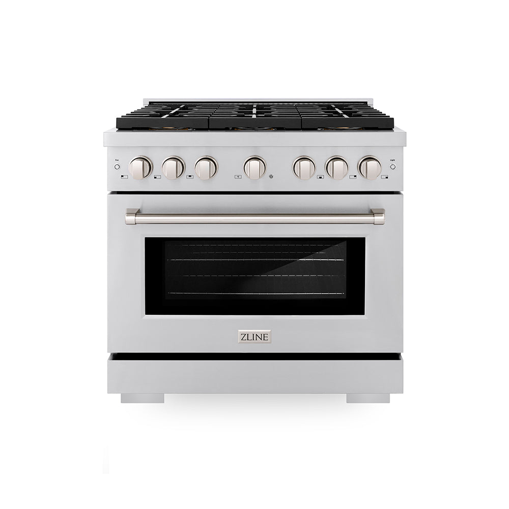 ZLINE 36 in. Dual Fuel Range 5.2 cu. ft. with 6 Burner DuoPro™ Cooktop and Electric Convection Oven – Stainless Steel (PSDR36)