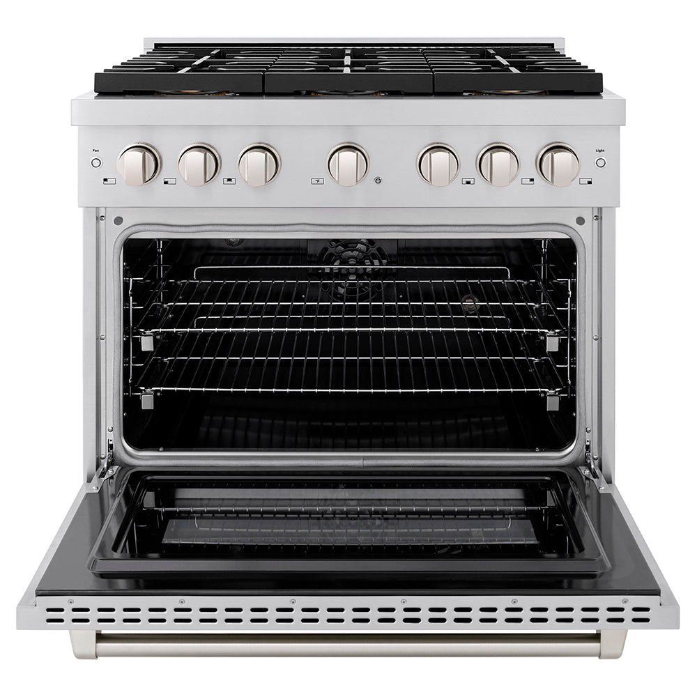ZLINE 36 in. Dual Fuel Range 5.2 cu. ft. with 6 Burner DuoPro™ Cooktop and Electric Convection Oven – Stainless Steel (PSDR36)