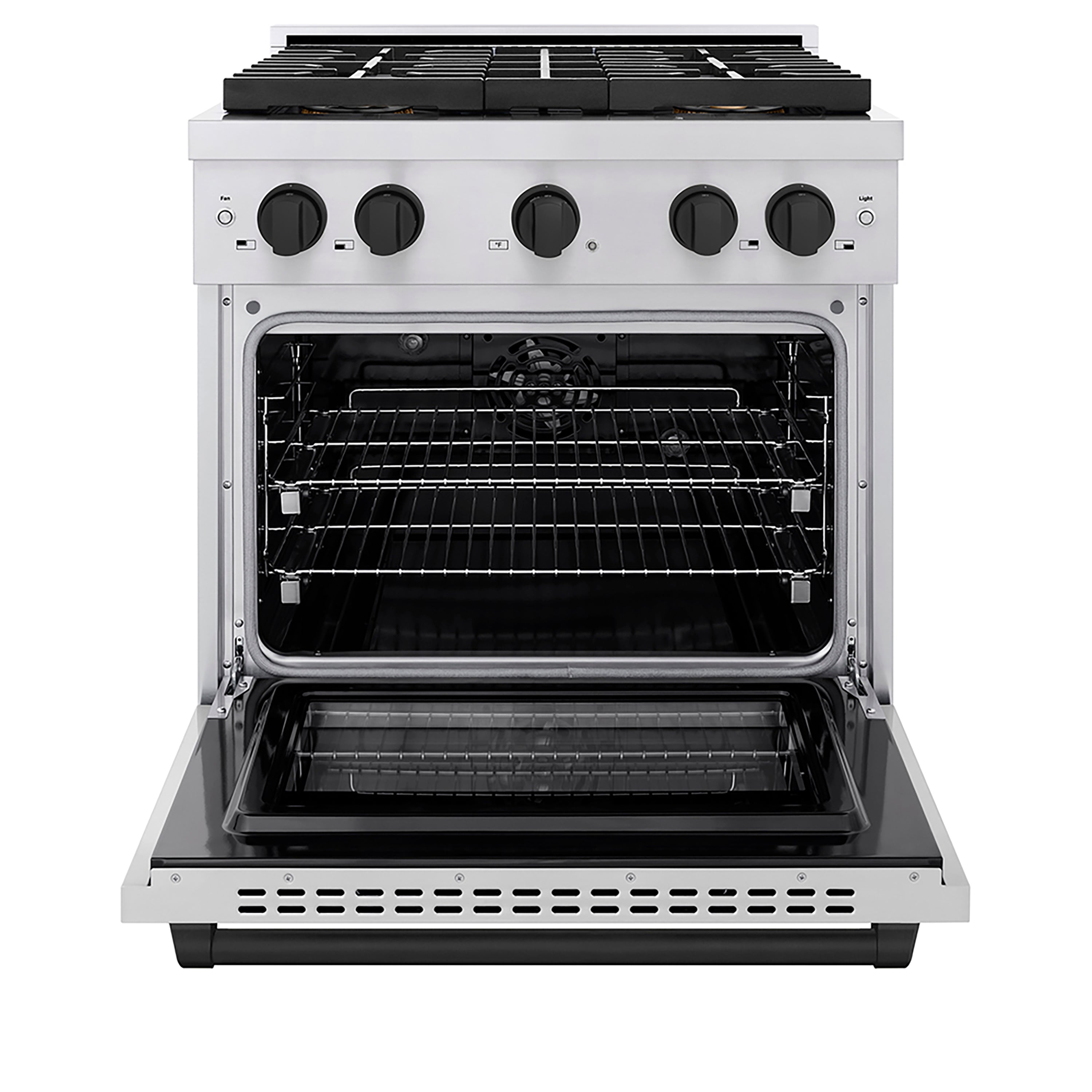 ZLINE 30 in. Dual Fuel Range 4.2 cu. ft. 4 Burner DuoPro™ Cooktop Electric Convection Oven Stainless Steel with Matte Black Accents (PSDRZ-30-MB)