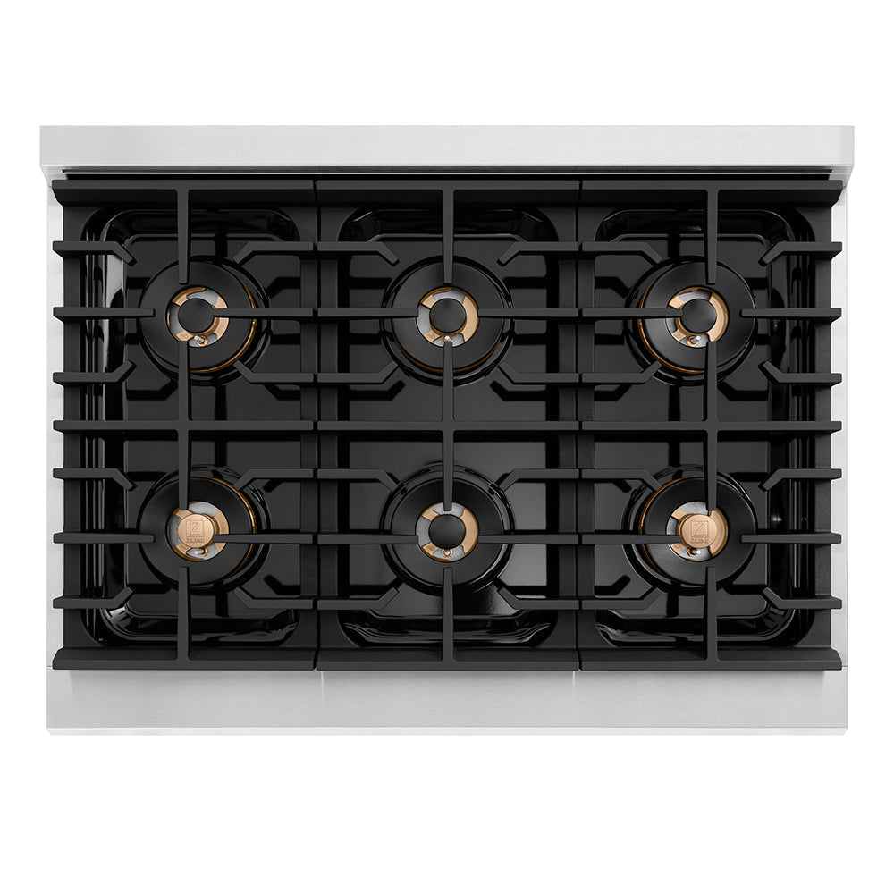 ZLINE 36 in. Dual Fuel Range 5.2 cu. ft. with 6 Burner DuoPro™ Cooktop, Electric Convection Oven, Stainless Steel with Matte Black Accents (PSDRZ-36-MB)
